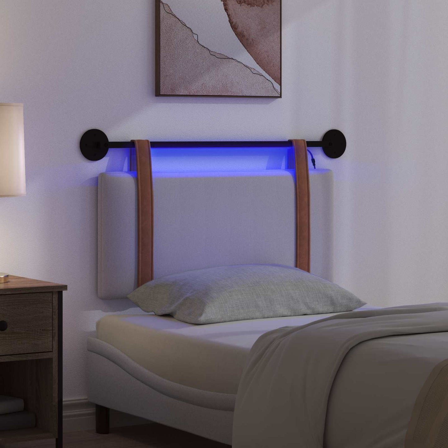 Hangend hoofdbord Met LED-verlichting Wolkengrijs Antiek PU is nu te koop bij PeponiXL, paradijselijk wonen!
