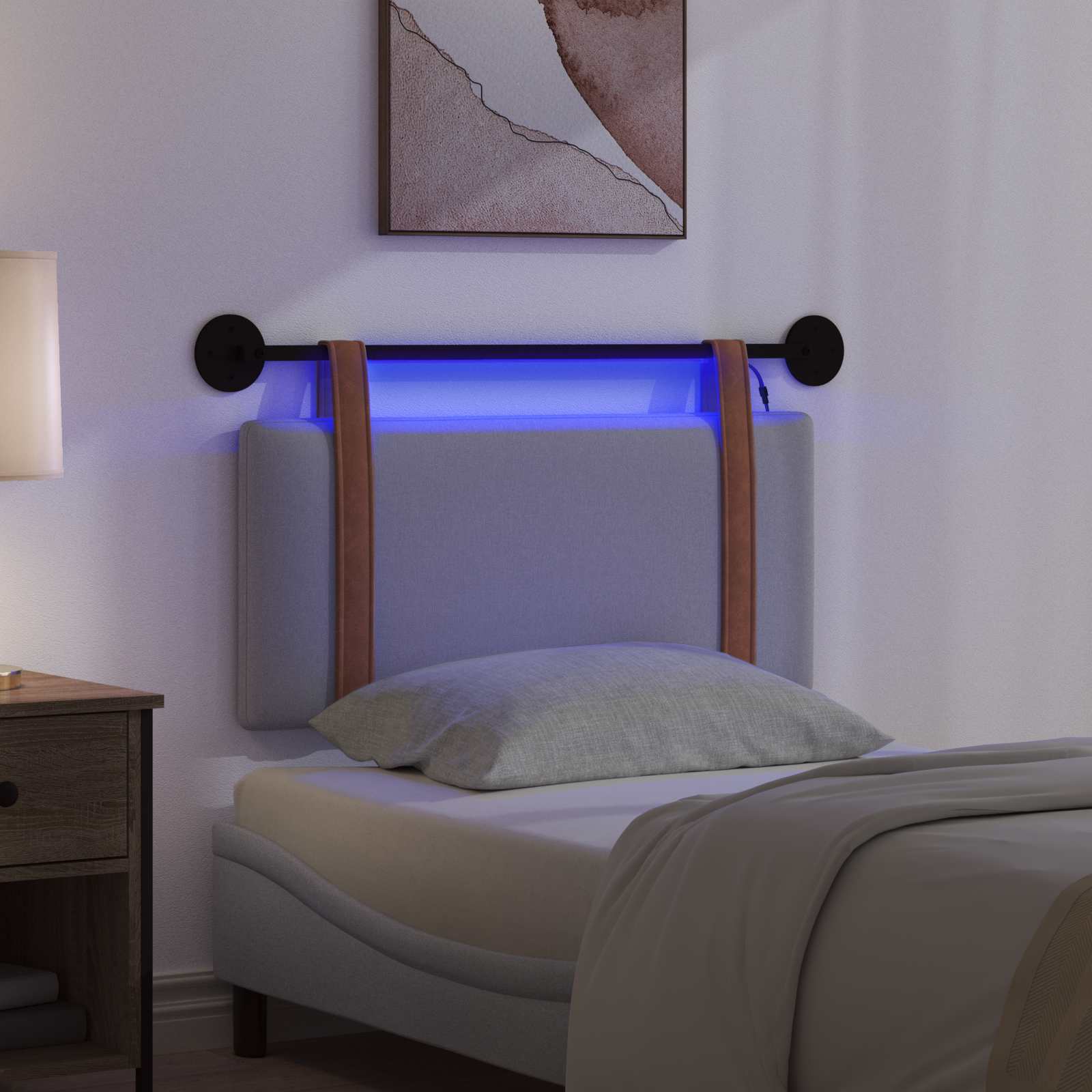 Hangend hoofdbord Met LED-verlichting Lichtgrijs Antiek PU is nu te koop bij PeponiXL, paradijselijk wonen!