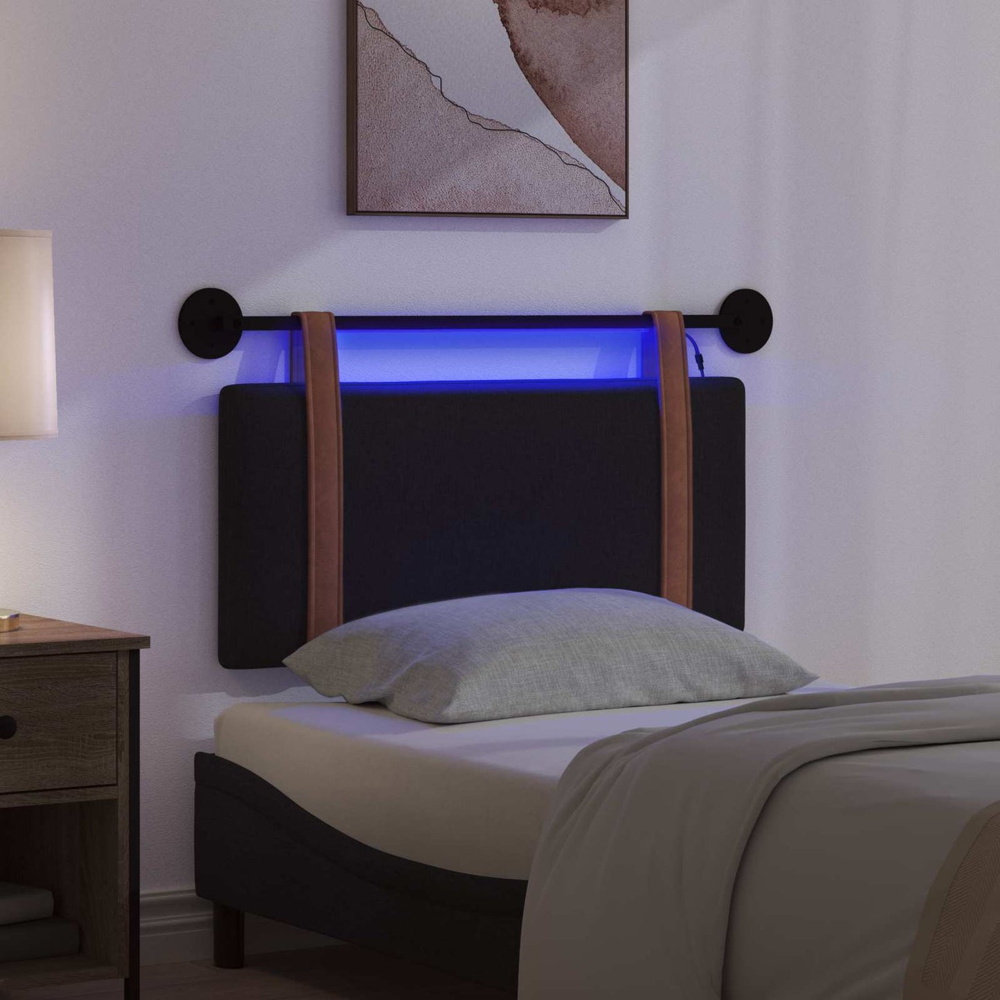 Hangend hoofdbord Met LED-verlichting Zwart Antiek PU is nu te koop bij PeponiXL, paradijselijk wonen!