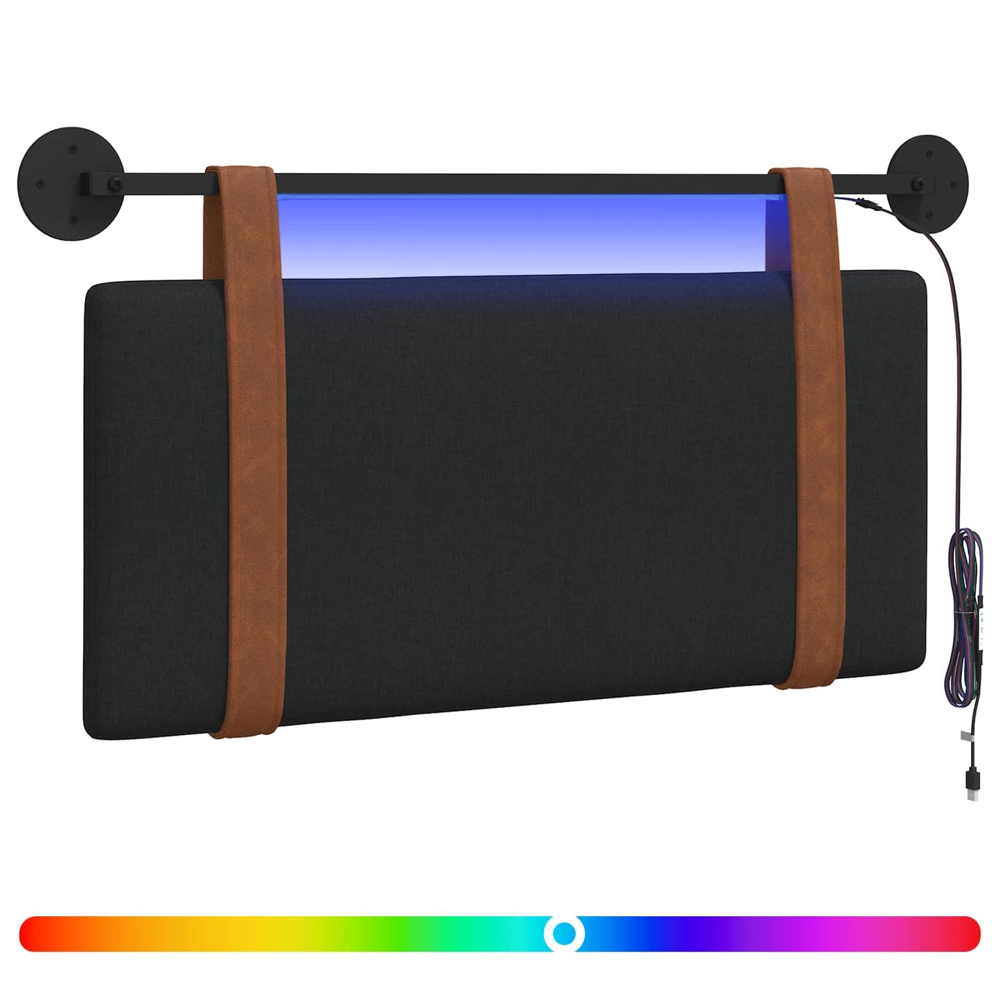 Hangend hoofdbord Met LED-verlichting Zwart Antiek PU is nu te koop bij PeponiXL, paradijselijk wonen!