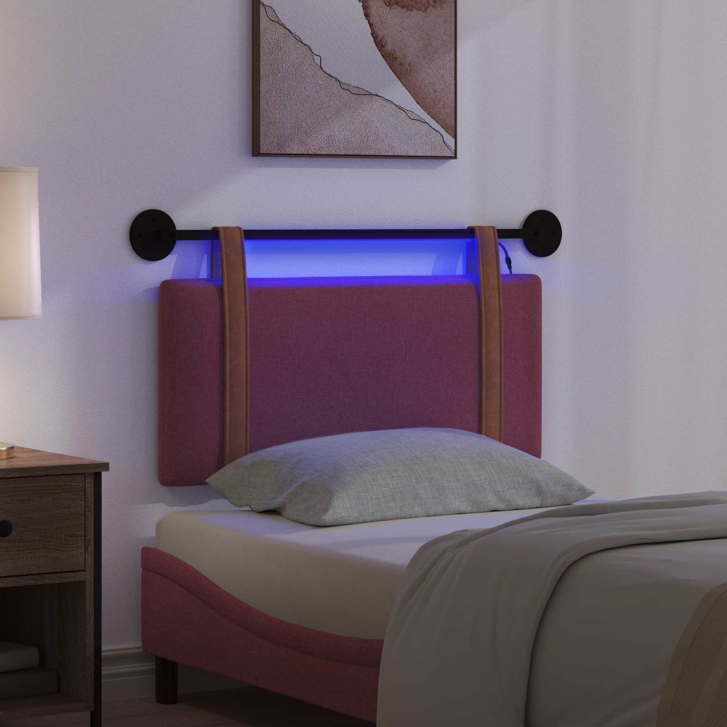 Hangend hoofdbord Met LED-verlichting Wijnrood Antiek PU is nu te koop bij PeponiXL, paradijselijk wonen!