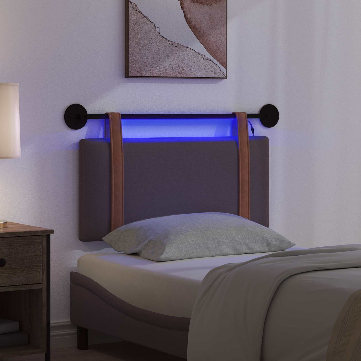 Hangend hoofdbord Met LED-verlichting Donkerbruin Antiek PU is nu te koop bij PeponiXL, paradijselijk wonen!