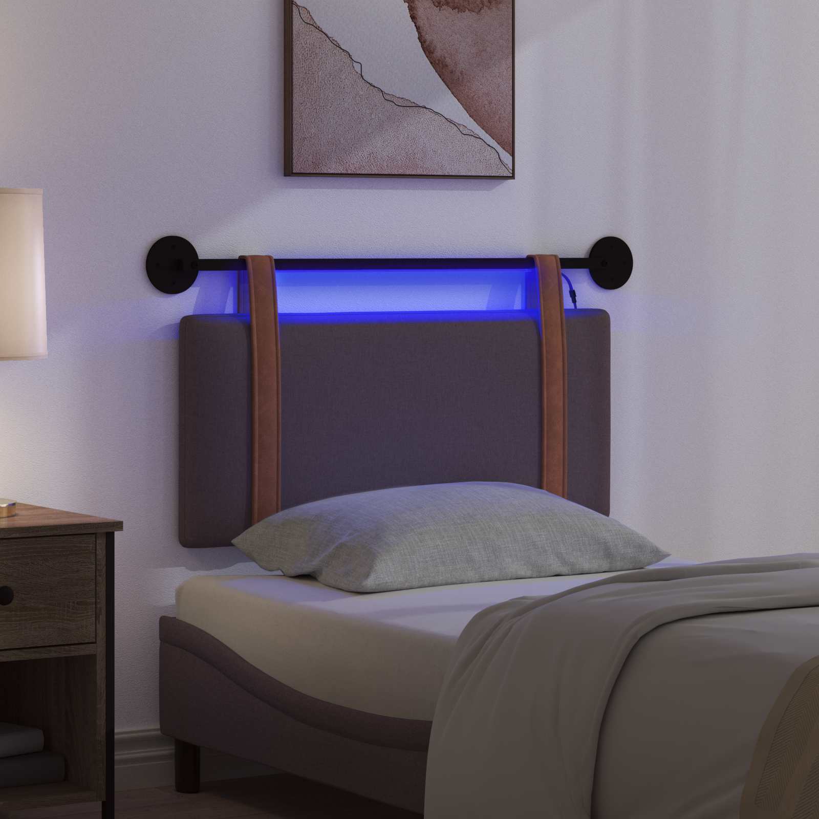 Hangend hoofdbord Met LED-verlichting Donkerbruin Antiek PU is nu te koop bij PeponiXL, paradijselijk wonen!
