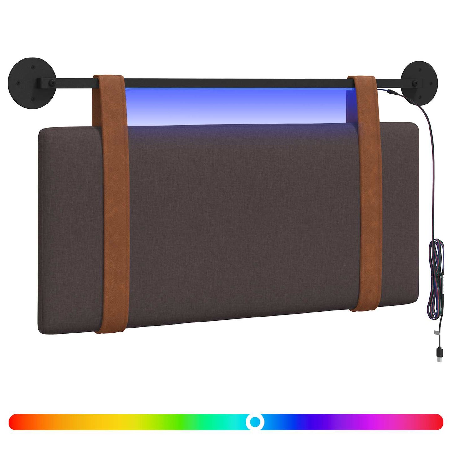 Hangend hoofdbord Met LED-verlichting Donkerbruin Antiek PU is nu te koop bij PeponiXL, paradijselijk wonen!