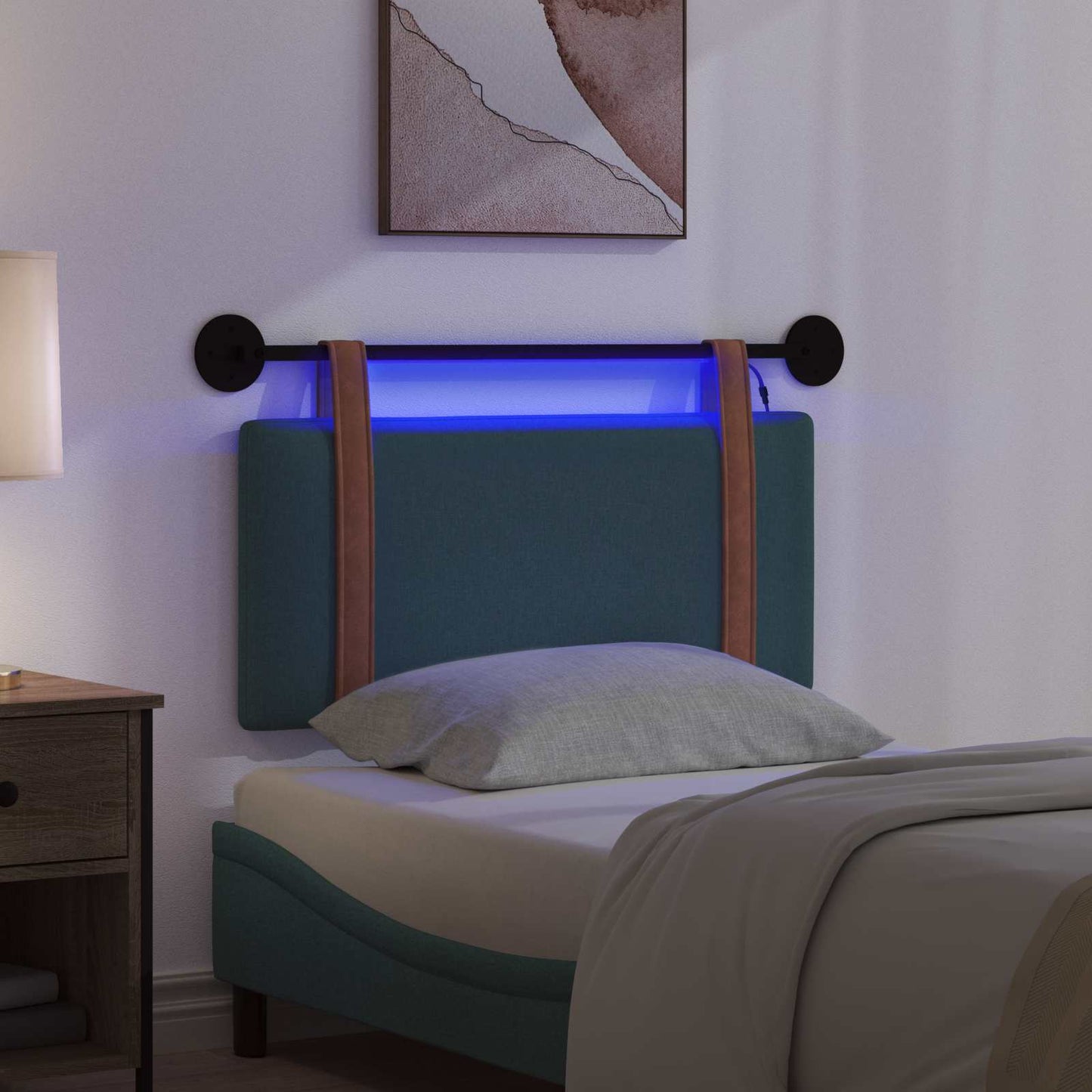 Hangend hoofdbord Met LED-verlichting Donkergroen Antiek PU is nu te koop bij PeponiXL, paradijselijk wonen!