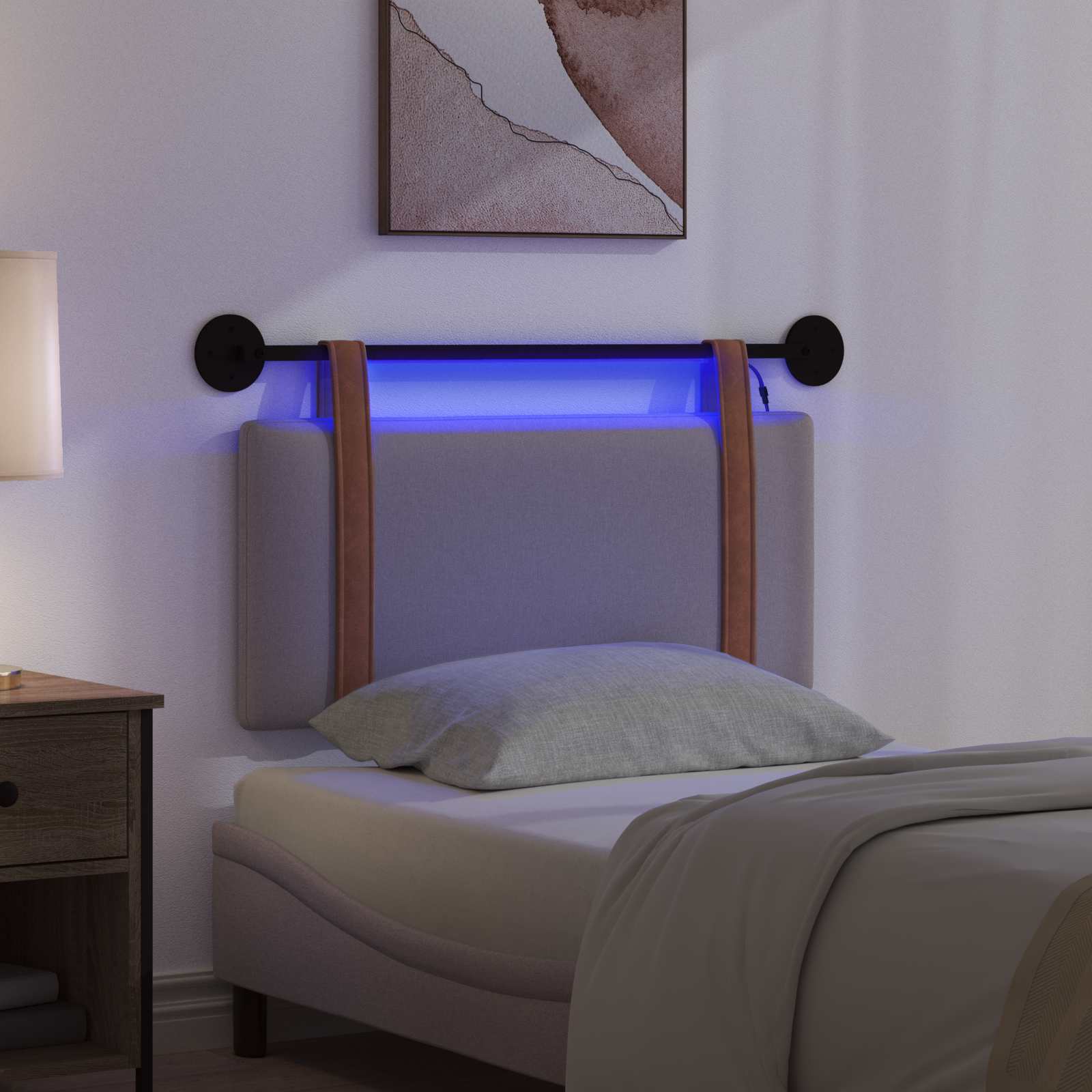 Hangend hoofdbord Met LED-verlichting Taupe Antiek PU is nu te koop bij PeponiXL, paradijselijk wonen!