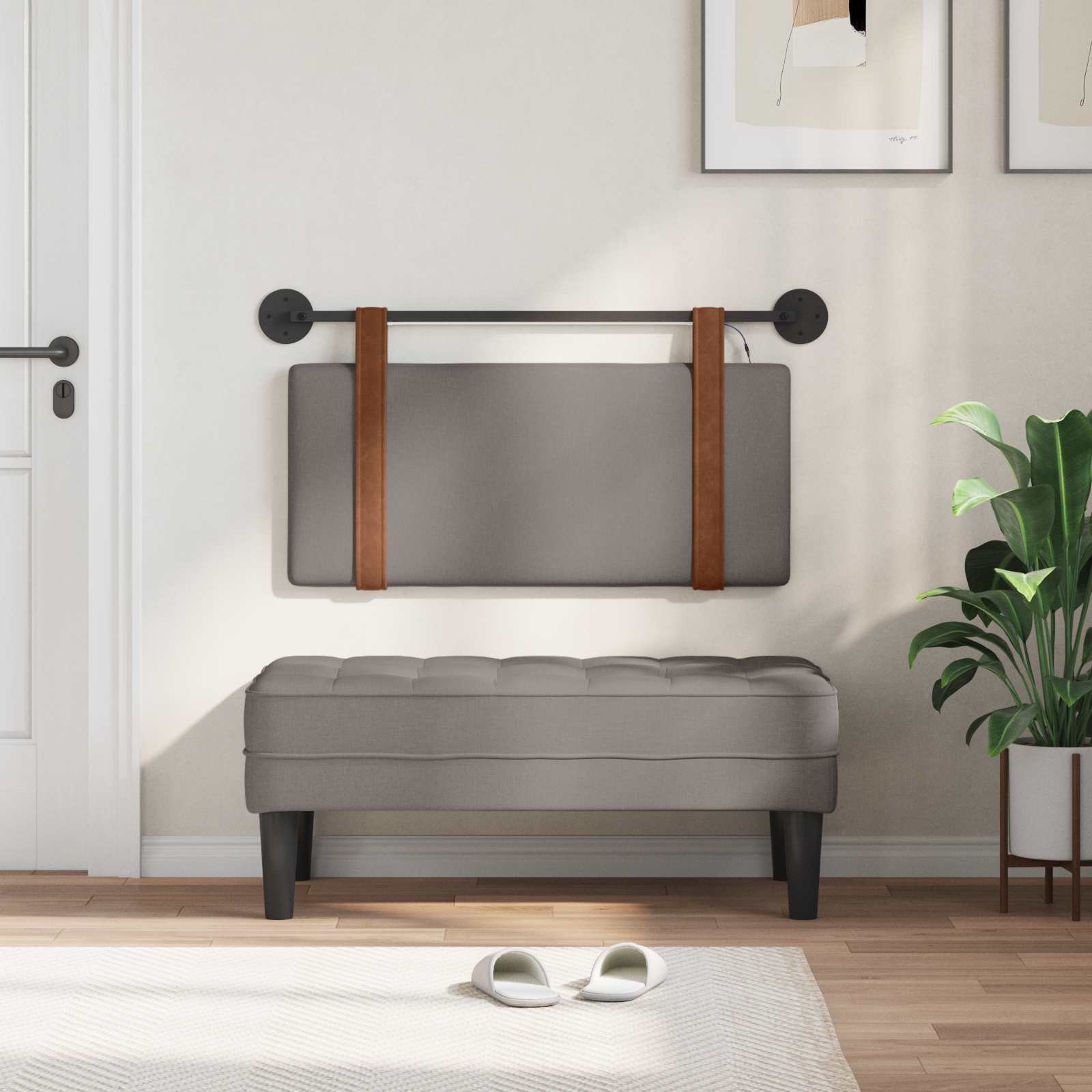 Hangend hoofdbord Met LED-verlichting Taupe Antiek PU is nu te koop bij PeponiXL, paradijselijk wonen!