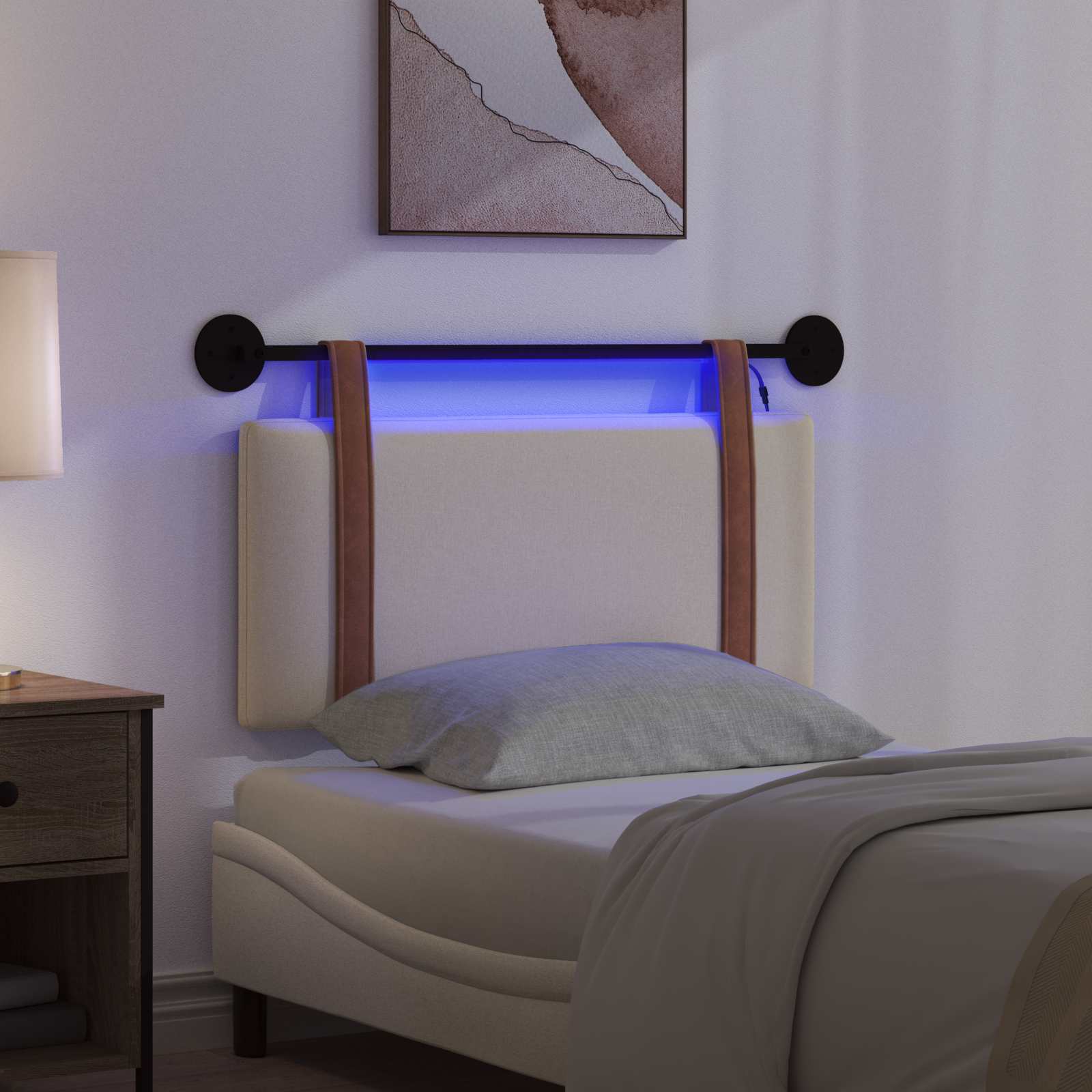 Hangend hoofdbord Met LED-verlichting Crèmekleurig Antiek PU is nu te koop bij PeponiXL, paradijselijk wonen!