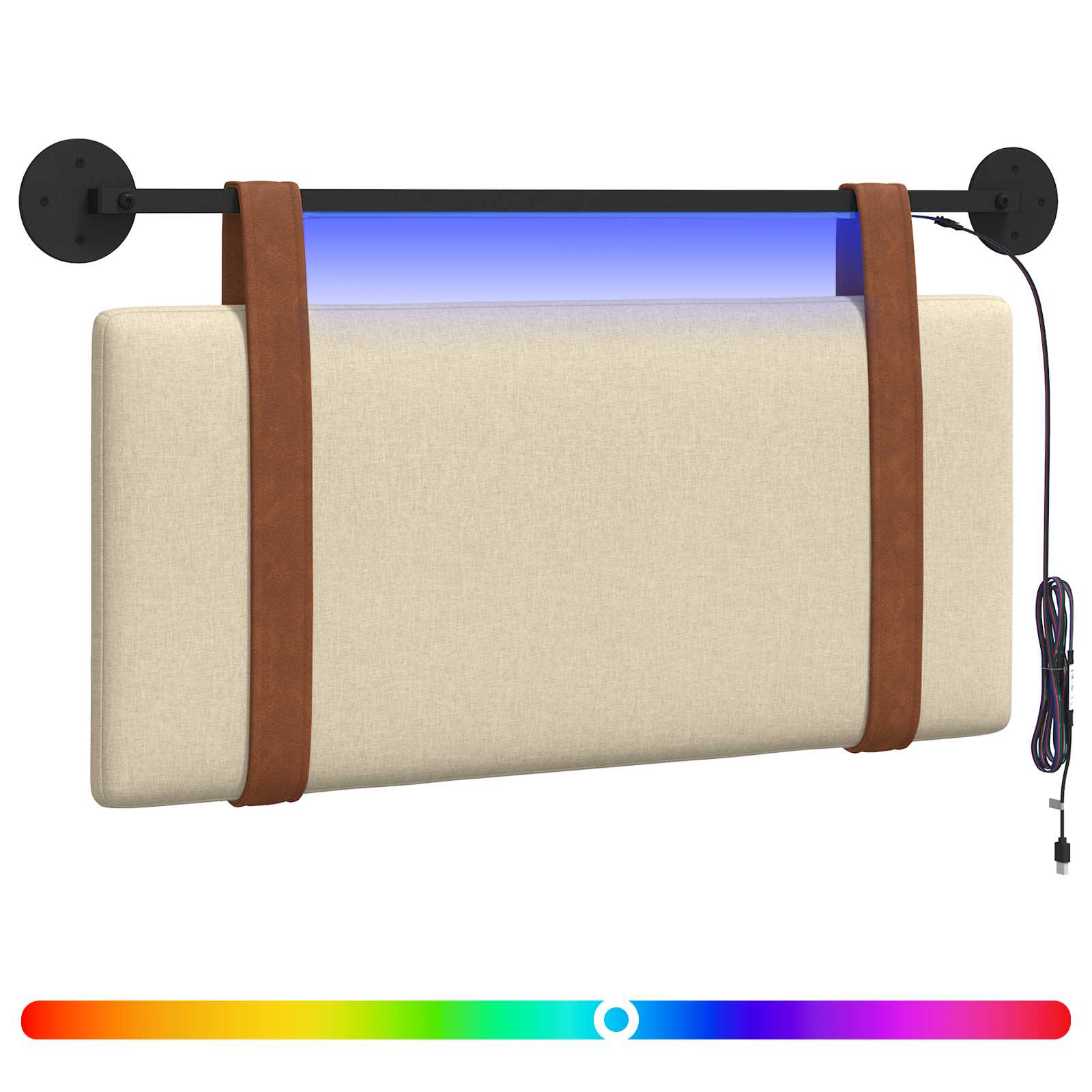 Hangend hoofdbord Met LED-verlichting Crèmekleurig Antiek PU is nu te koop bij PeponiXL, paradijselijk wonen!