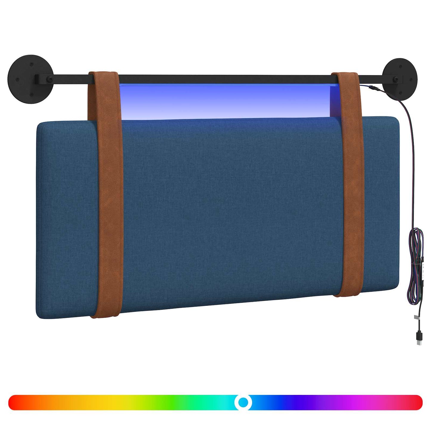 Hangend hoofdbord Met LED-verlichting Blauw Antiek PU is nu te koop bij PeponiXL, paradijselijk wonen!