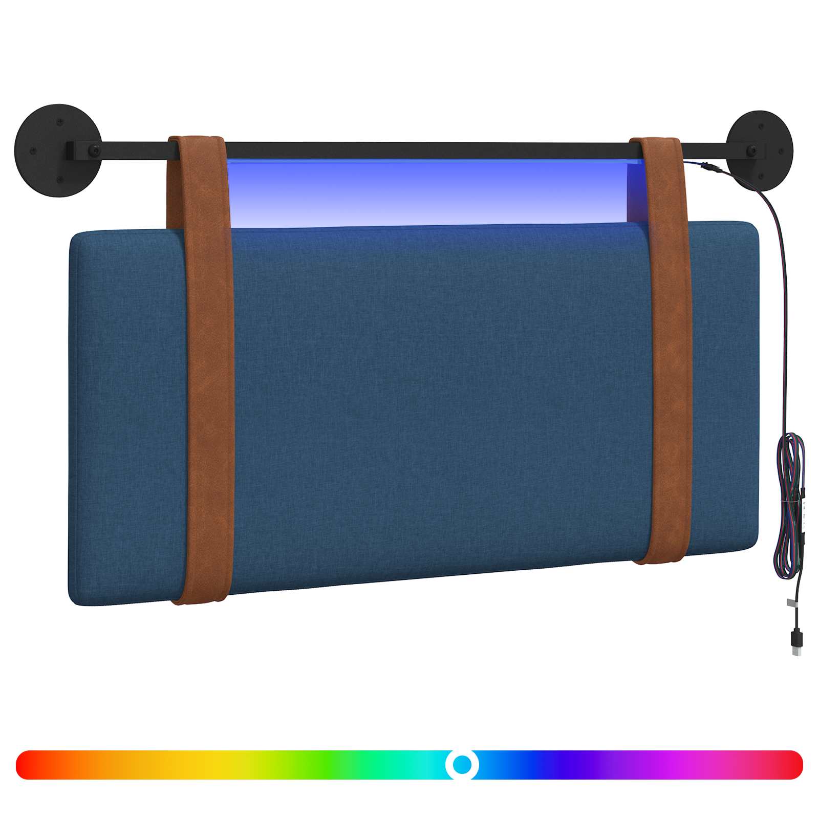 Hangend hoofdbord Met LED-verlichting Blauw Antiek PU is nu te koop bij PeponiXL, paradijselijk wonen!