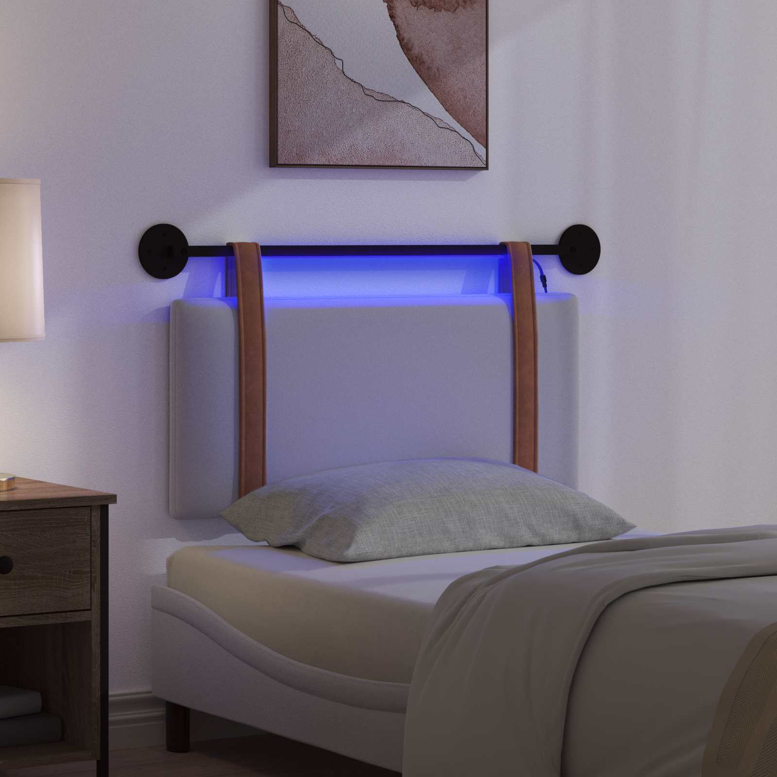 Hangend hoofdbord Met LED-verlichting Wit Antiek PU is nu te koop bij PeponiXL, paradijselijk wonen!
