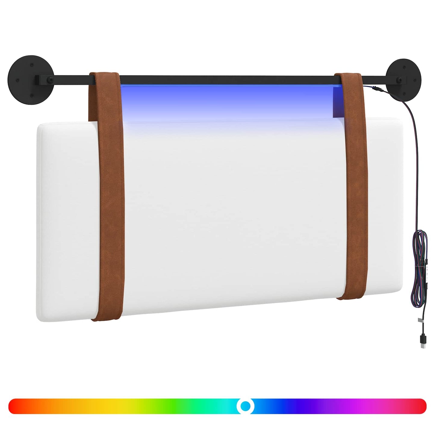Hangend hoofdbord Met LED-verlichting Wit Antiek PU is nu te koop bij PeponiXL, paradijselijk wonen!