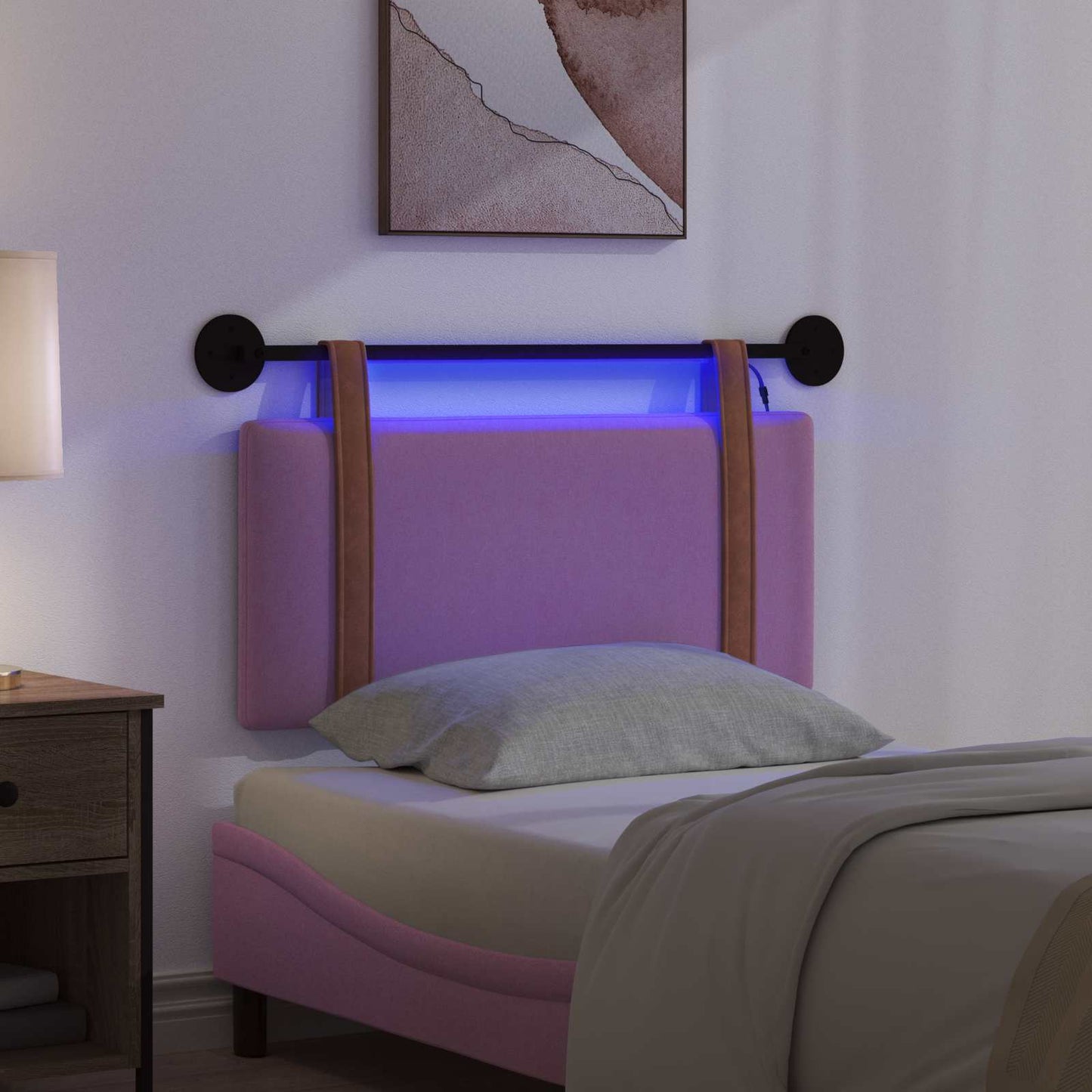 Hangend hoofdbord Met LED-verlichting Roze Antiek PU is nu te koop bij PeponiXL, paradijselijk wonen!