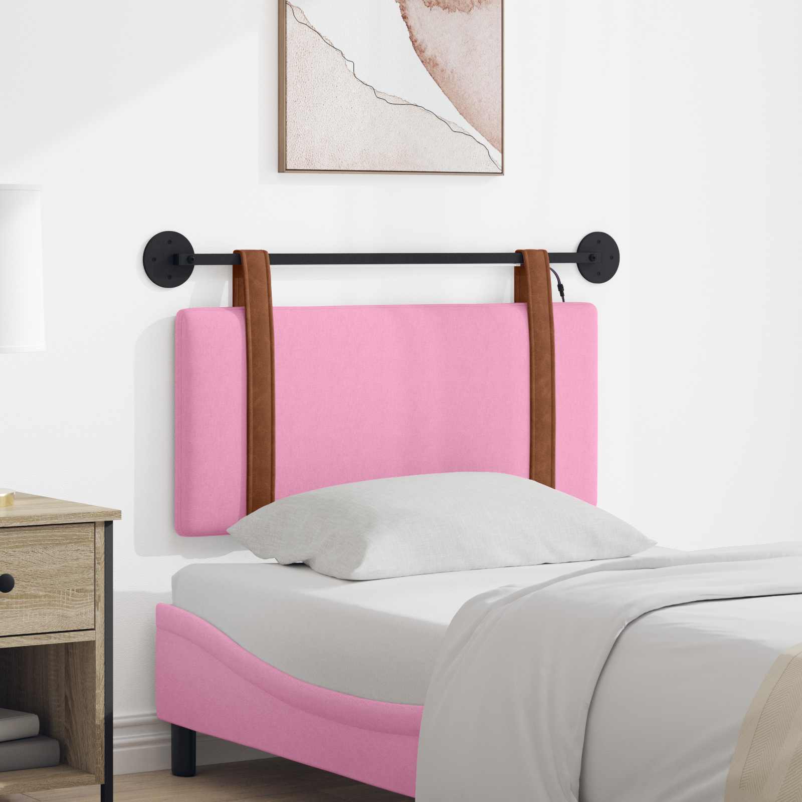 Hangend hoofdbord Met LED-verlichting Roze Antiek PU is nu te koop bij PeponiXL, paradijselijk wonen!