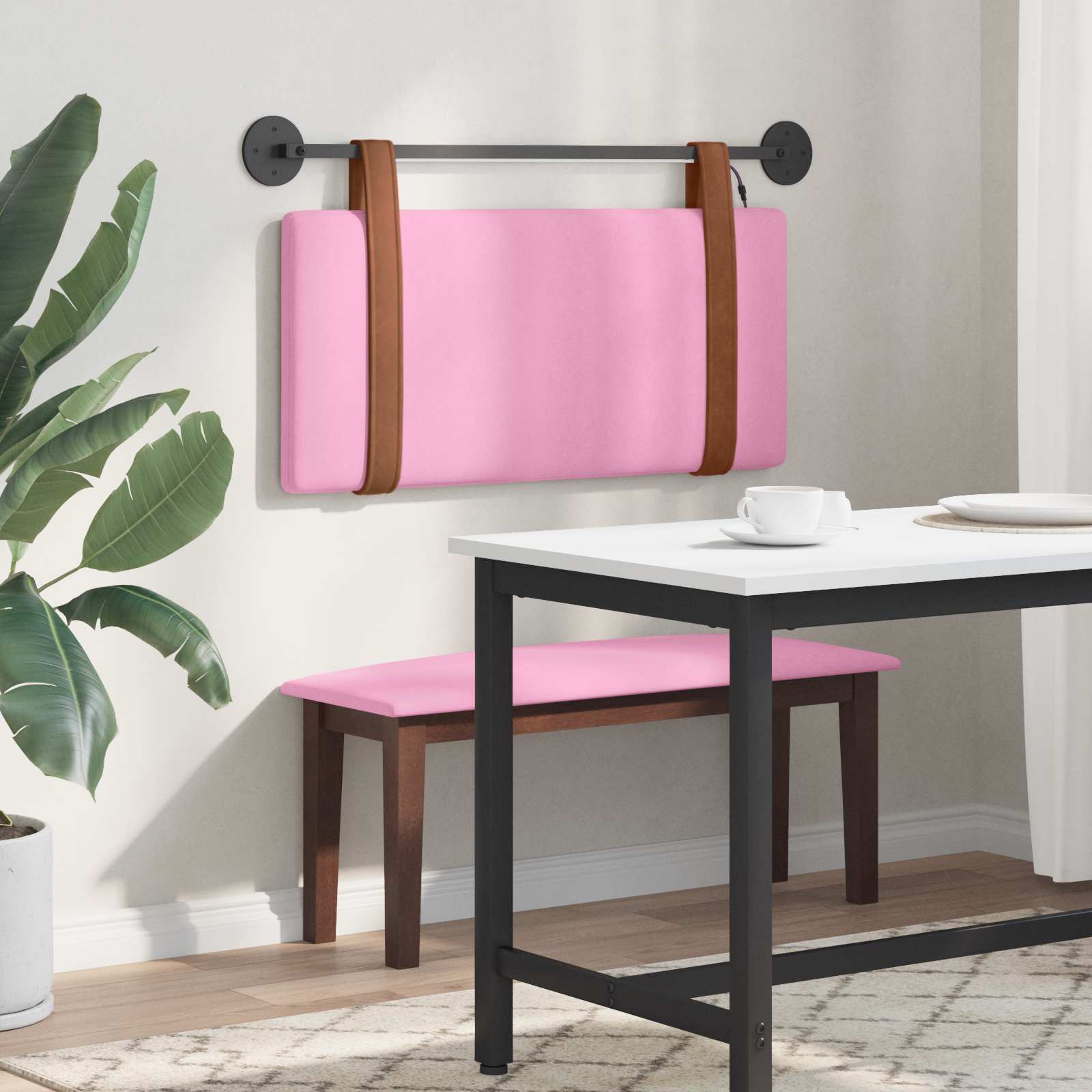 Hangend hoofdbord Met LED-verlichting Roze Antiek PU is nu te koop bij PeponiXL, paradijselijk wonen!