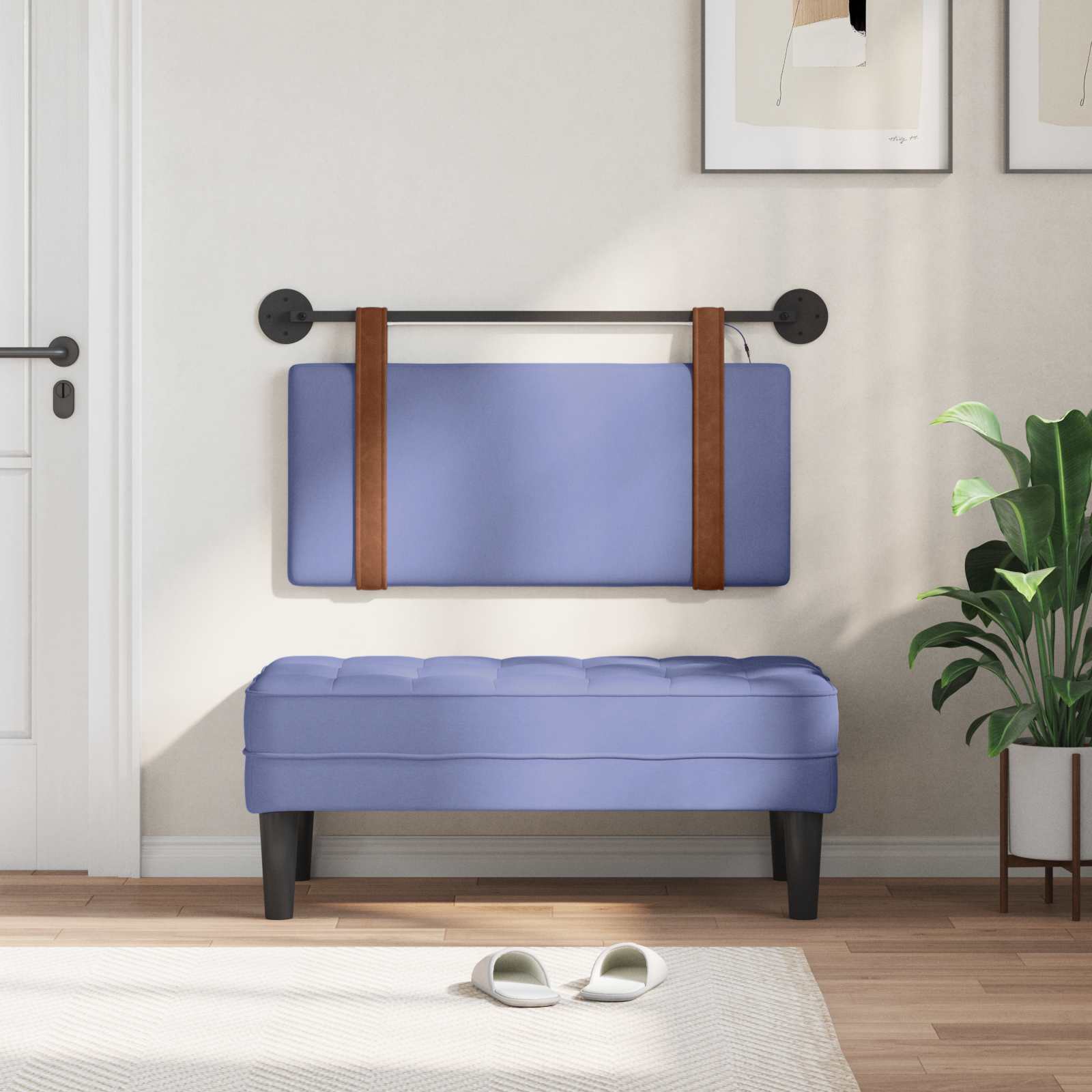 Hangend hoofdbord Met LED-verlichting Jeans Blauw Antiek PU is nu te koop bij PeponiXL, paradijselijk wonen!
