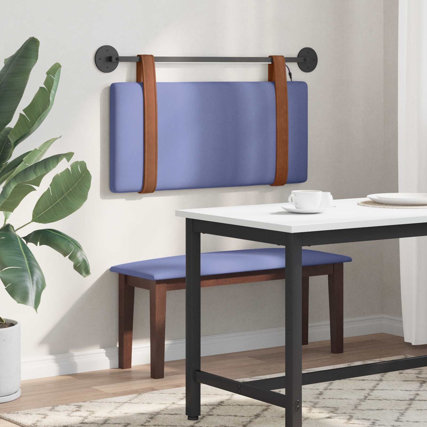 Hangend hoofdbord Met LED-verlichting Jeans Blauw Antiek PU is nu te koop bij PeponiXL, paradijselijk wonen!