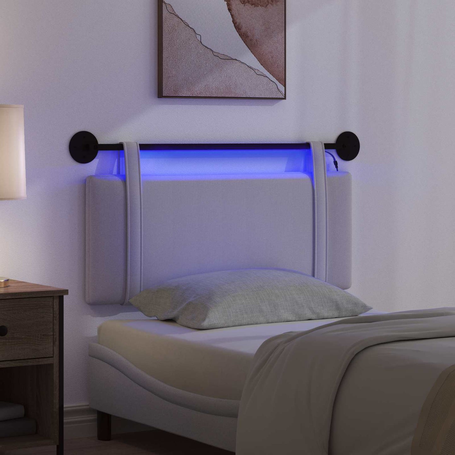 Hangend hoofdbord Met LED-verlichting Wolkengrijs Stof is nu te koop bij PeponiXL, paradijselijk wonen!