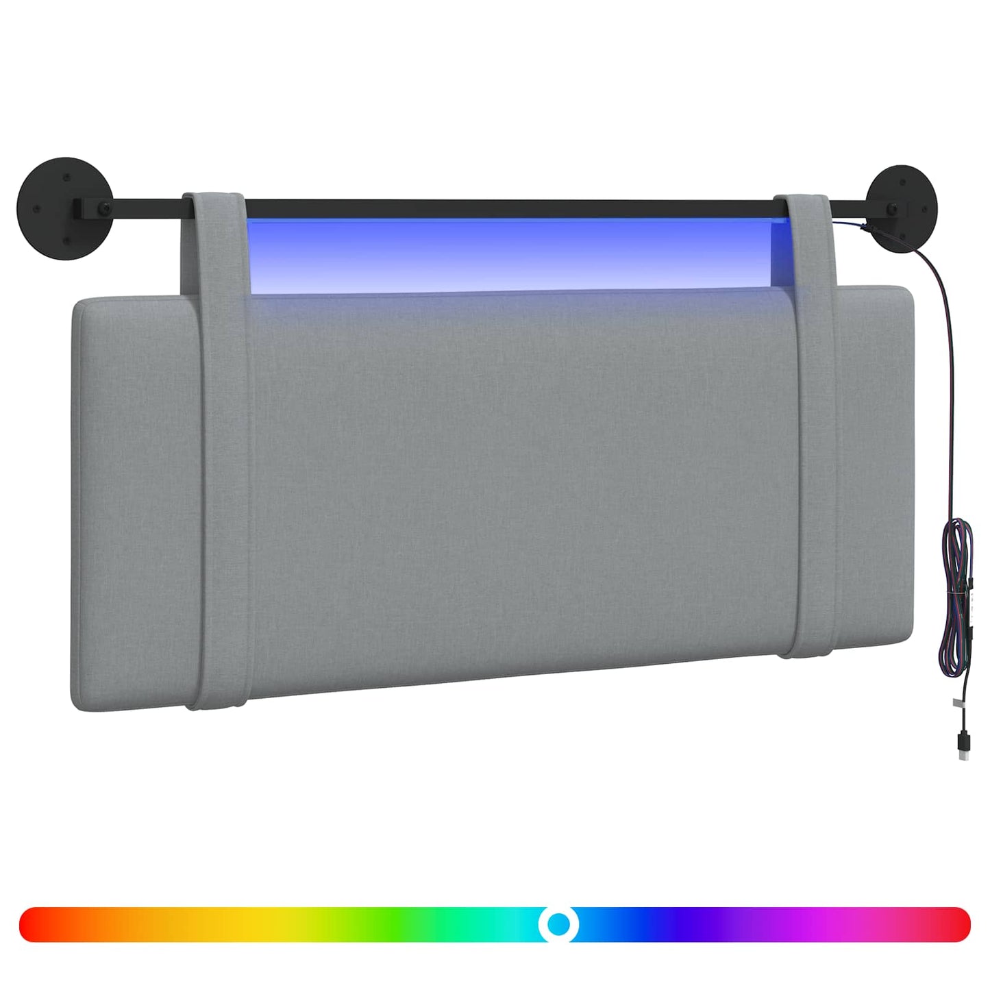 Hangend hoofdbord Met LED-verlichting Lichtgrijs Stof is nu te koop bij PeponiXL, paradijselijk wonen!