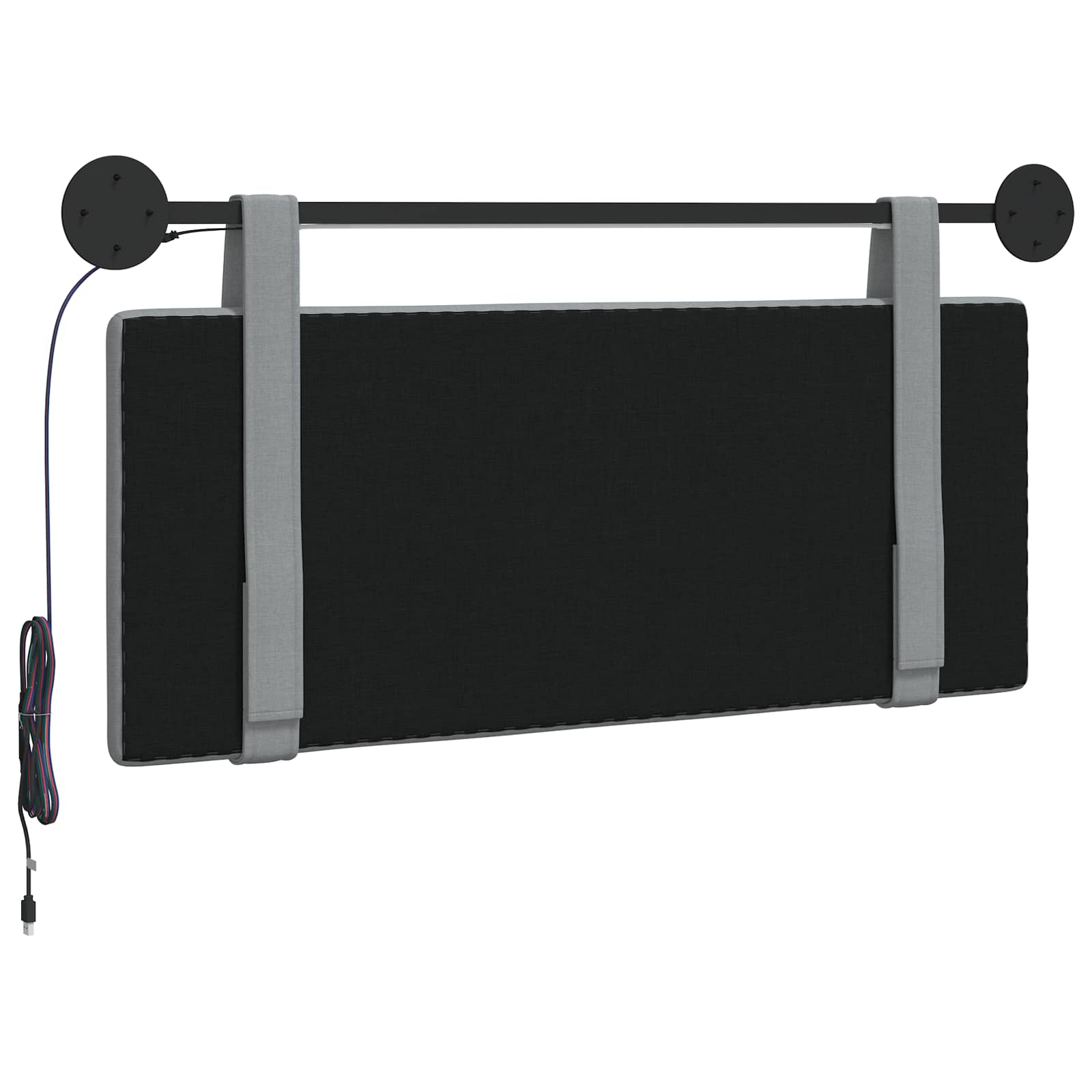 Hangend hoofdbord Met LED-verlichting Lichtgrijs Stof is nu te koop bij PeponiXL, paradijselijk wonen!