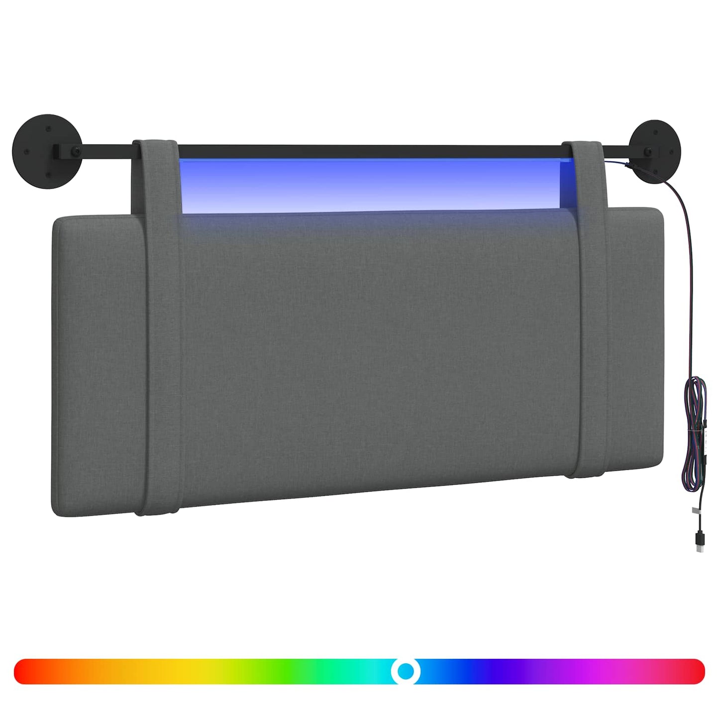 Hangend hoofdbord Met LED-verlichting Donkergrijs Stof is nu te koop bij PeponiXL, paradijselijk wonen!