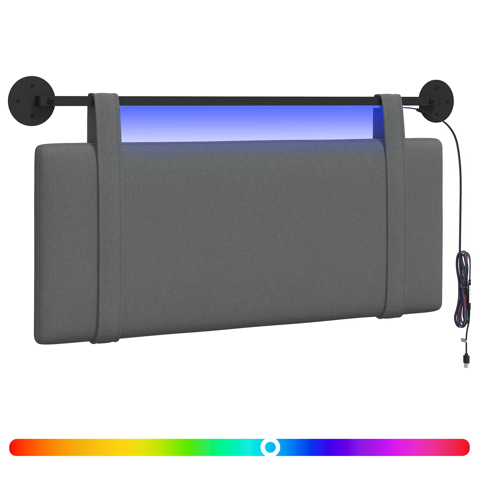 Hangend hoofdbord Met LED-verlichting Donkergrijs Stof is nu te koop bij PeponiXL, paradijselijk wonen!