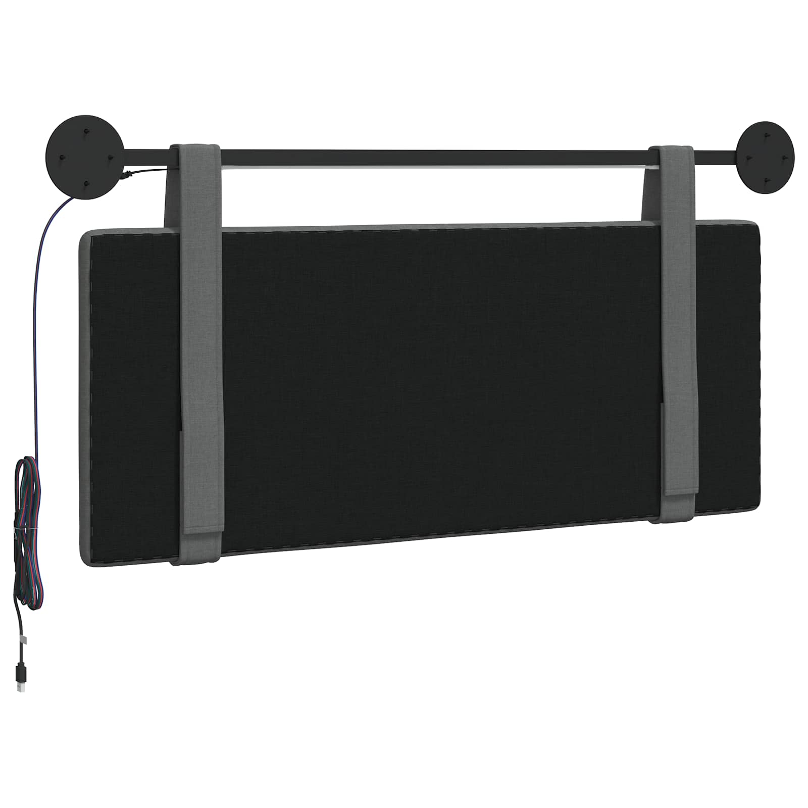 Hangend hoofdbord Met LED-verlichting Donkergrijs Stof is nu te koop bij PeponiXL, paradijselijk wonen!