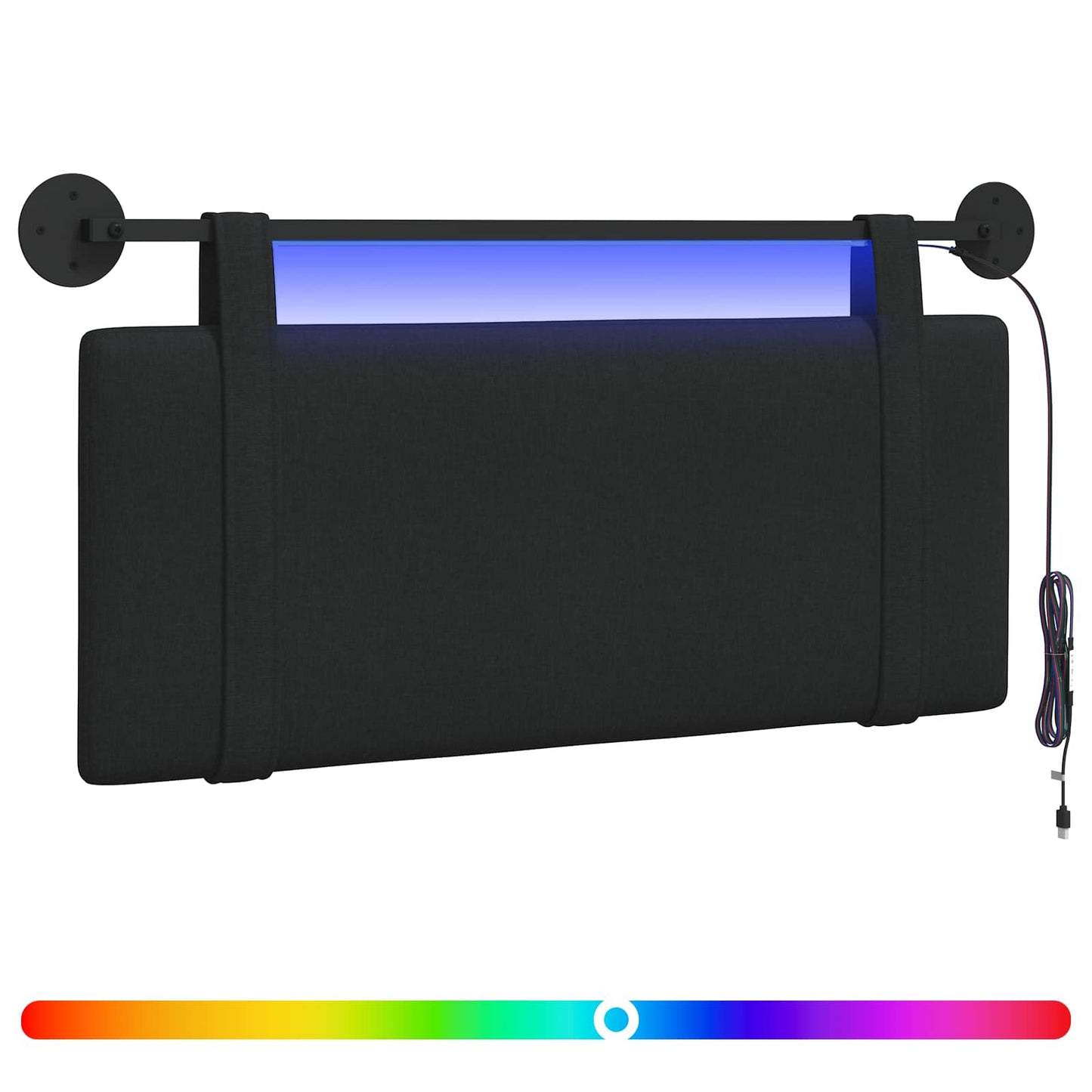Hangend hoofdbord Met LED-verlichting Zwart Stof is nu te koop bij PeponiXL, paradijselijk wonen!
