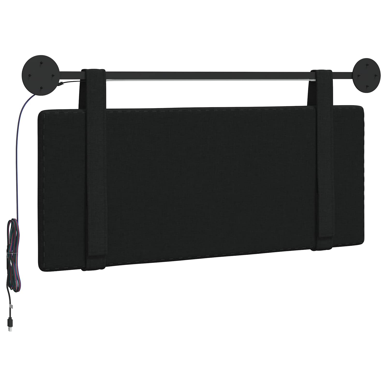 Hangend hoofdbord Met LED-verlichting Zwart Stof is nu te koop bij PeponiXL, paradijselijk wonen!