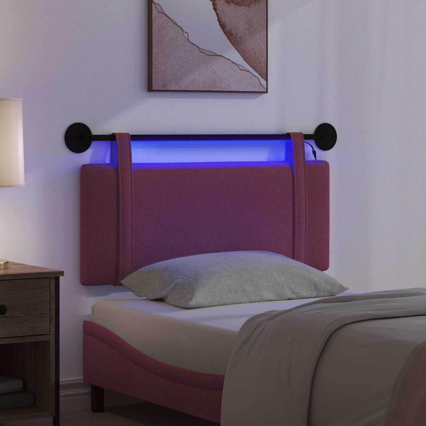 Hangend hoofdbord Met LED-verlichting Wijnrood Stof is nu te koop bij PeponiXL, paradijselijk wonen!