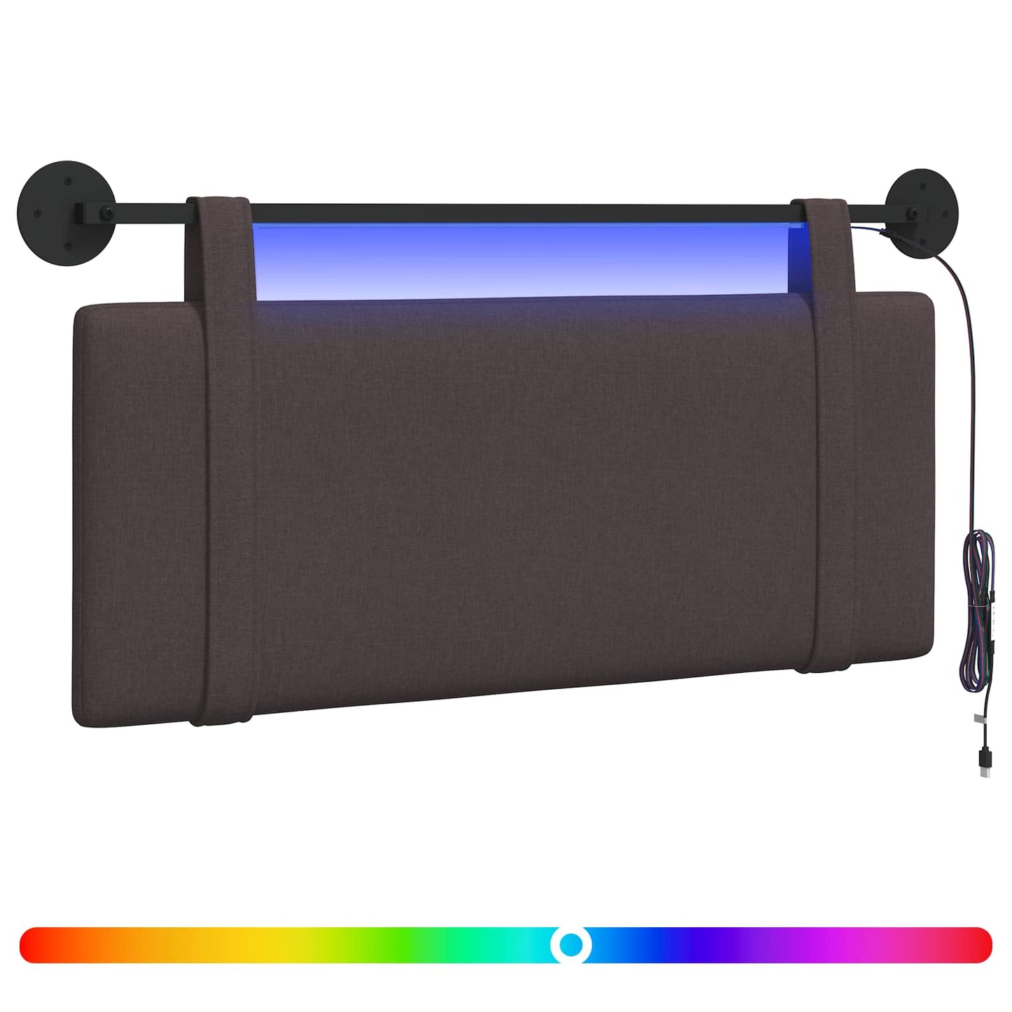 Hangend hoofdbord Met LED-verlichting Donkerbruin Stof is nu te koop bij PeponiXL, paradijselijk wonen!