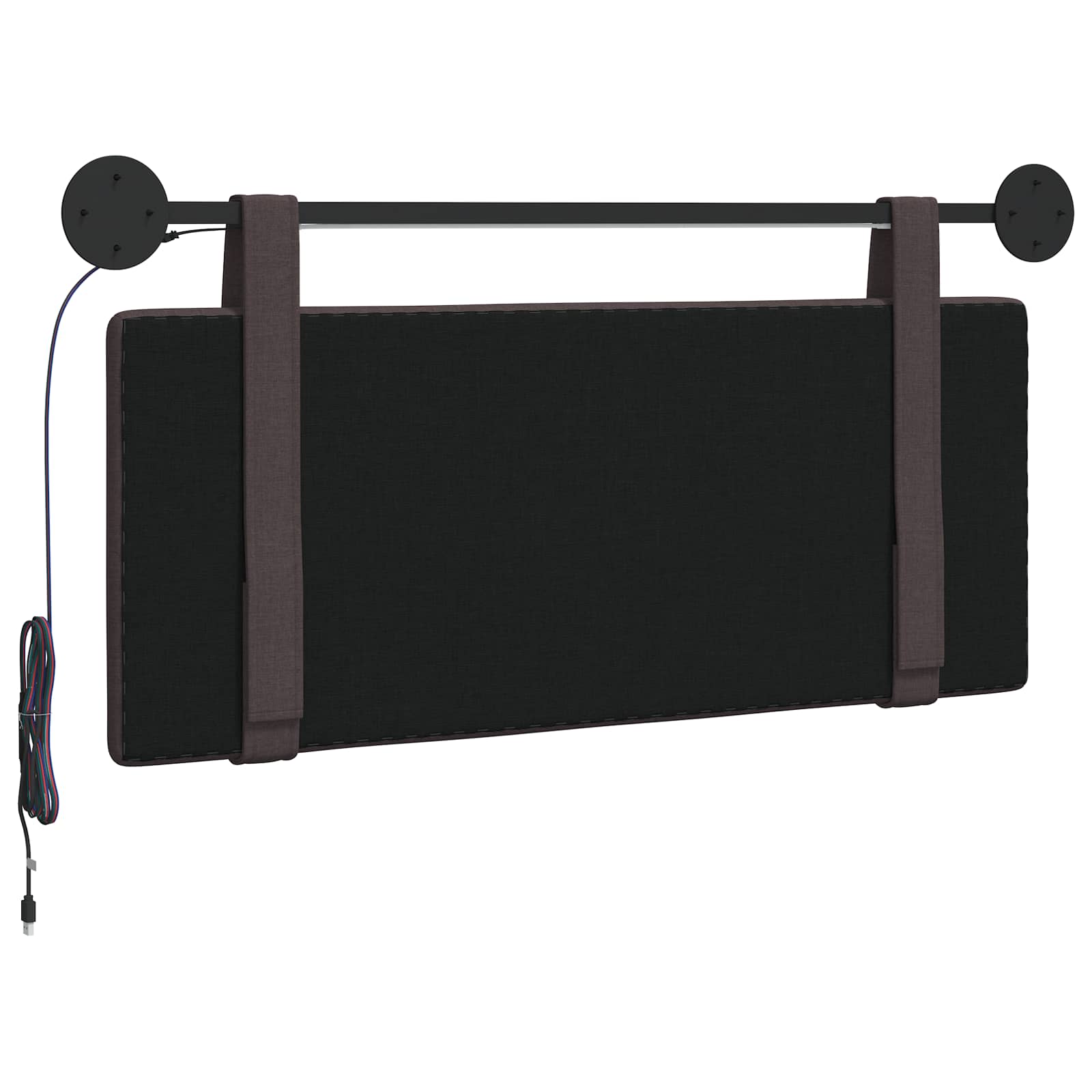 Hangend hoofdbord Met LED-verlichting Donkerbruin Stof is nu te koop bij PeponiXL, paradijselijk wonen!