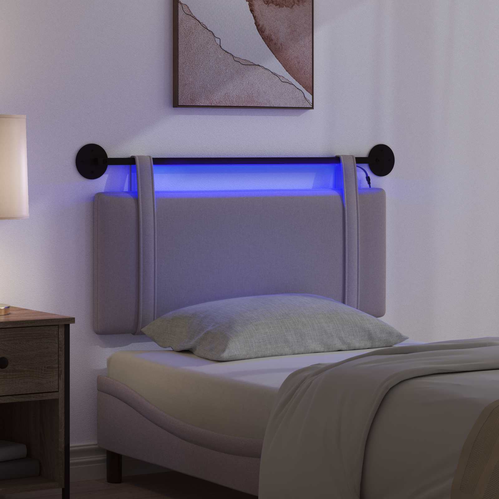 Hangend hoofdbord Met LED-verlichting Taupe Stof is nu te koop bij PeponiXL, paradijselijk wonen!