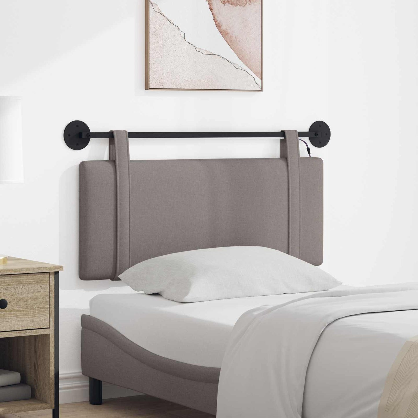 Hangend hoofdbord Met LED-verlichting Taupe Stof is nu te koop bij PeponiXL, paradijselijk wonen!