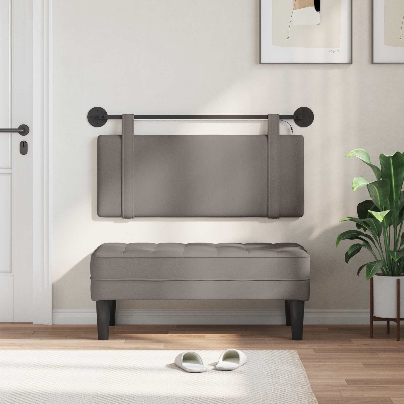 Hangend hoofdbord Met LED-verlichting Taupe Stof is nu te koop bij PeponiXL, paradijselijk wonen!