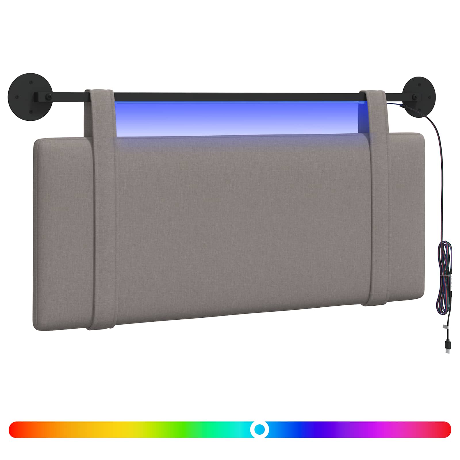 Hangend hoofdbord Met LED-verlichting Taupe Stof is nu te koop bij PeponiXL, paradijselijk wonen!
