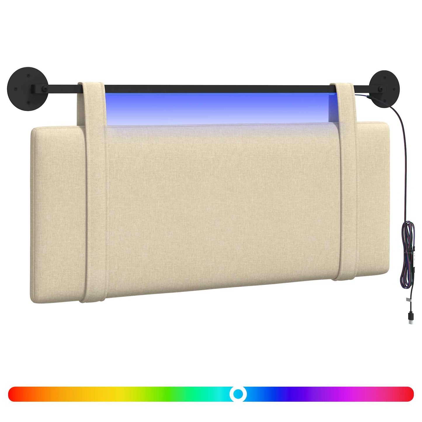 Hangend hoofdbord Met LED-verlichting Crèmekleurig Stof is nu te koop bij PeponiXL, paradijselijk wonen!