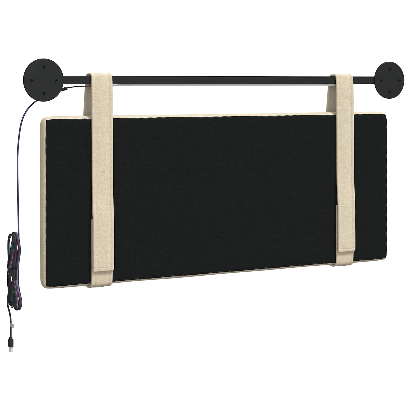 Hangend hoofdbord Met LED-verlichting Crèmekleurig Stof is nu te koop bij PeponiXL, paradijselijk wonen!
