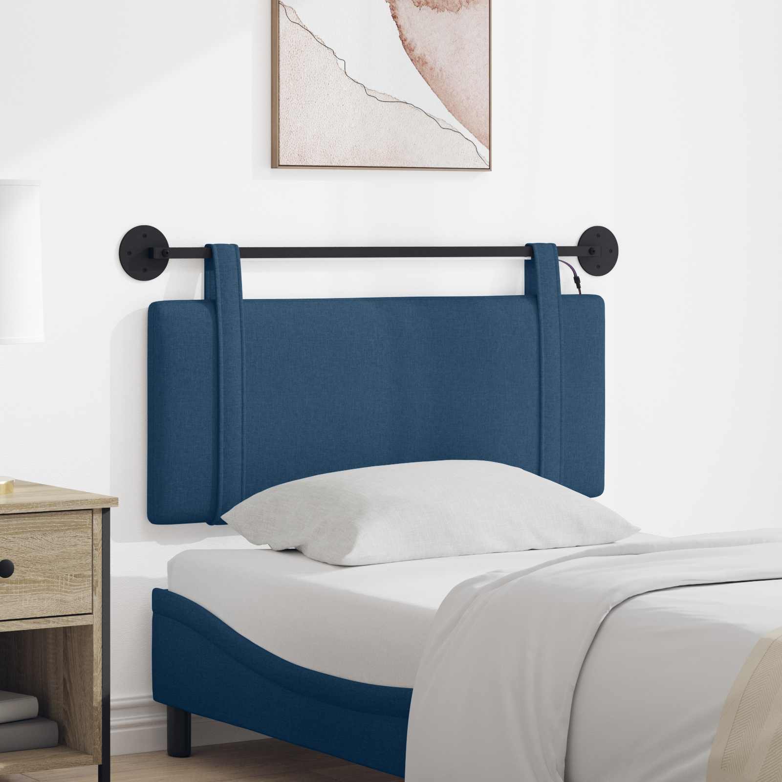 Hangend hoofdbord Met LED-verlichting Blauw Stof is nu te koop bij PeponiXL, paradijselijk wonen!