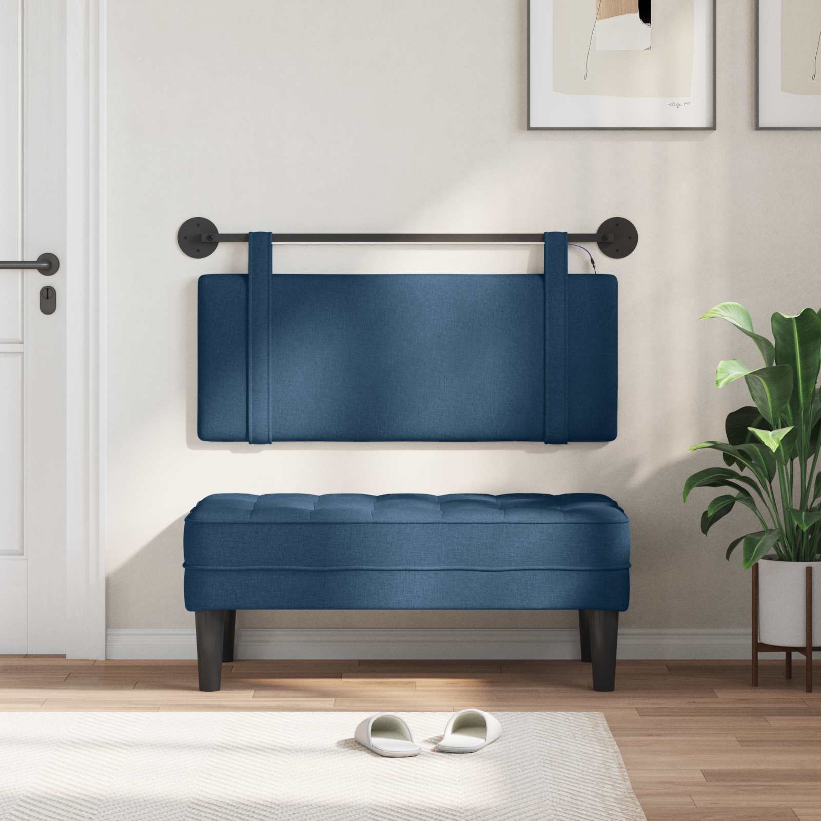 Hangend hoofdbord Met LED-verlichting Blauw Stof is nu te koop bij PeponiXL, paradijselijk wonen!