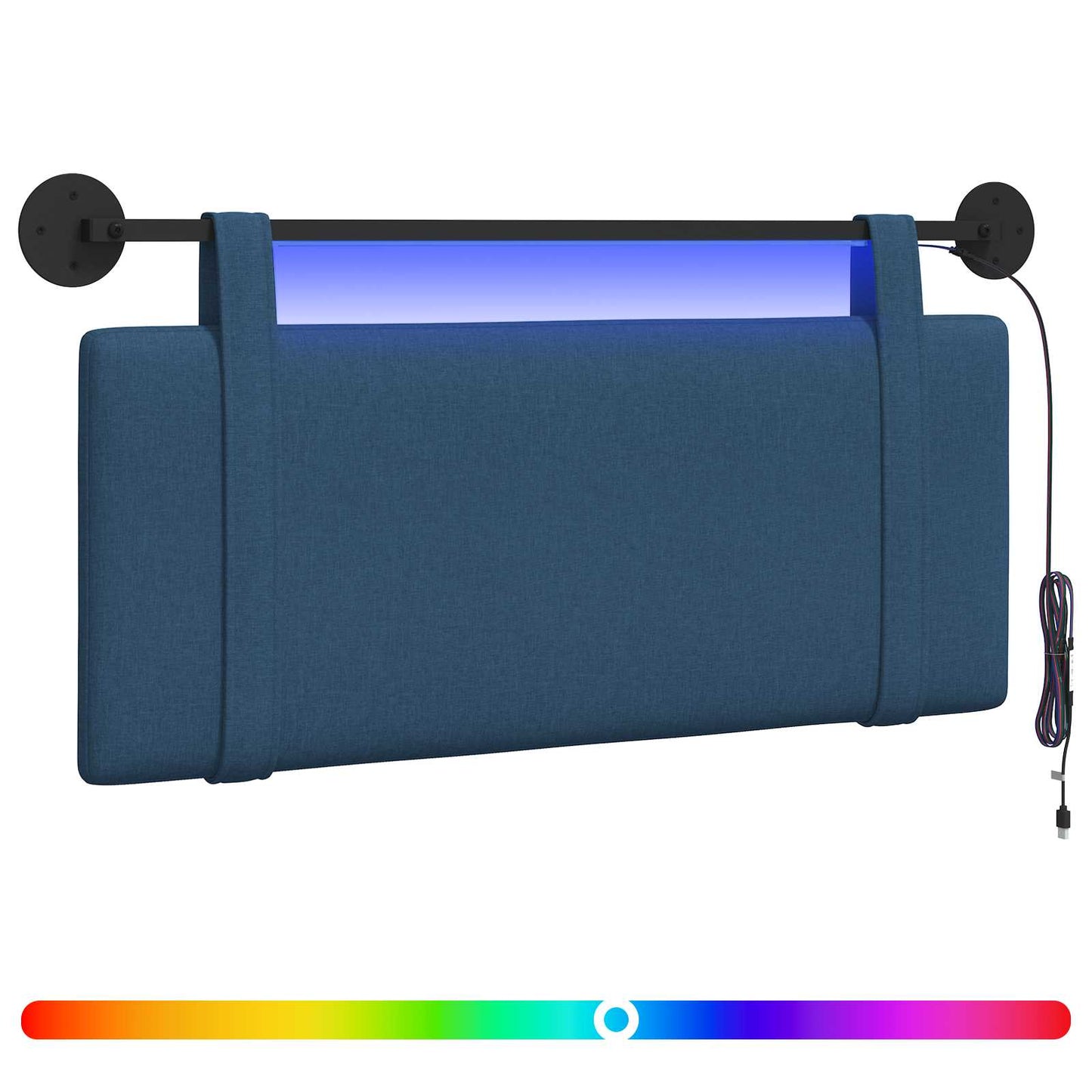 Hangend hoofdbord Met LED-verlichting Blauw Stof is nu te koop bij PeponiXL, paradijselijk wonen!