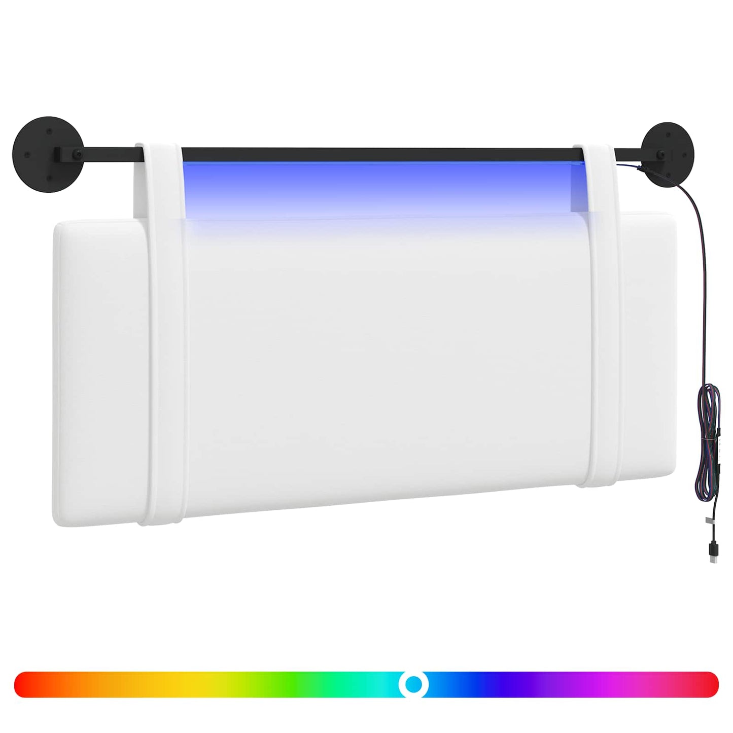 Hangend hoofdbord Met LED-verlichting Wit Stof is nu te koop bij PeponiXL, paradijselijk wonen!