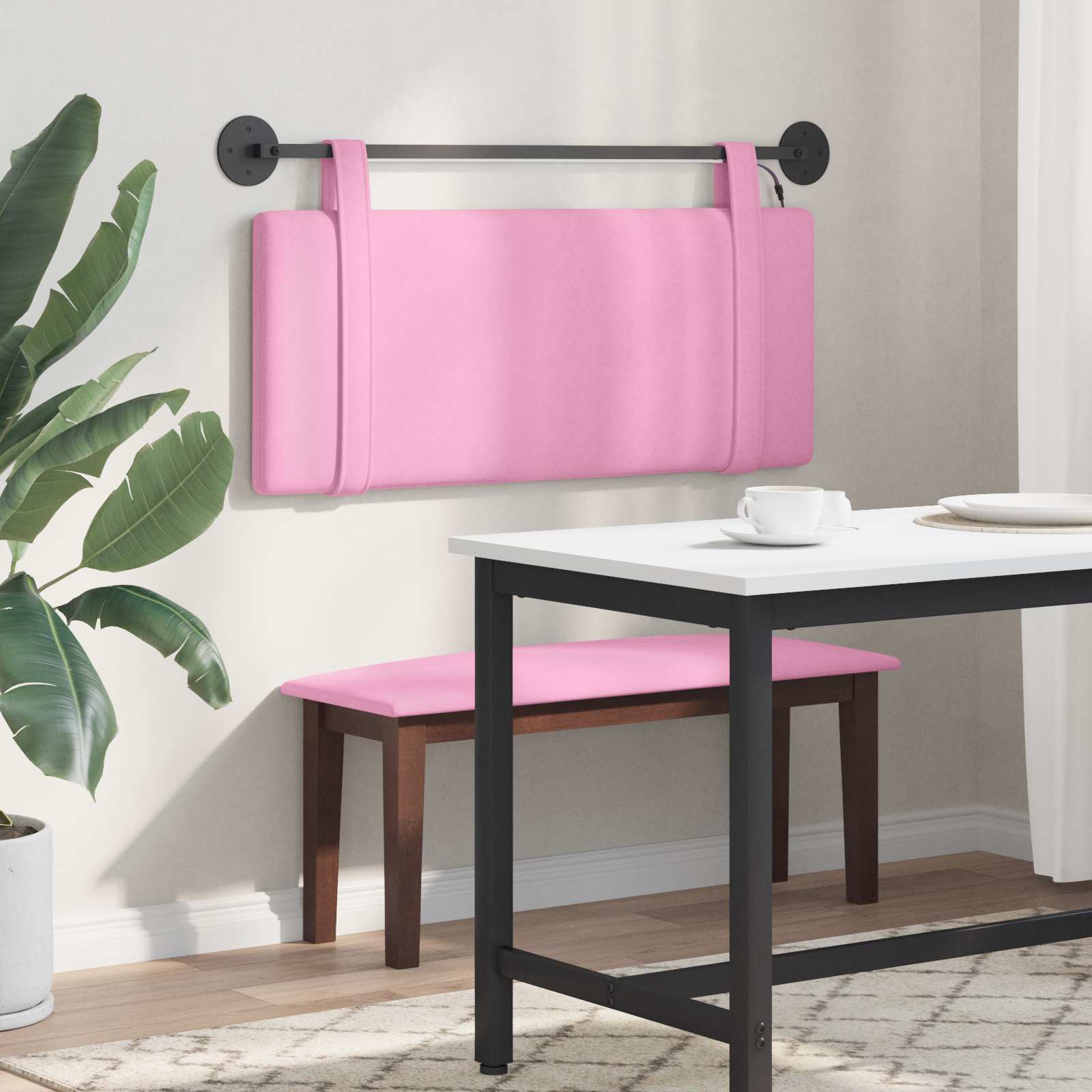 Hangend hoofdbord Met LED-verlichting Roze Stof is nu te koop bij PeponiXL, paradijselijk wonen!