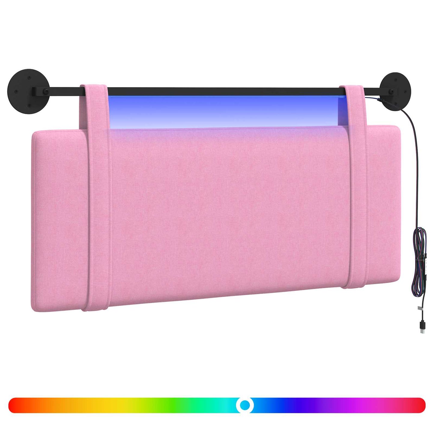 Hangend hoofdbord Met LED-verlichting Roze Stof is nu te koop bij PeponiXL, paradijselijk wonen!