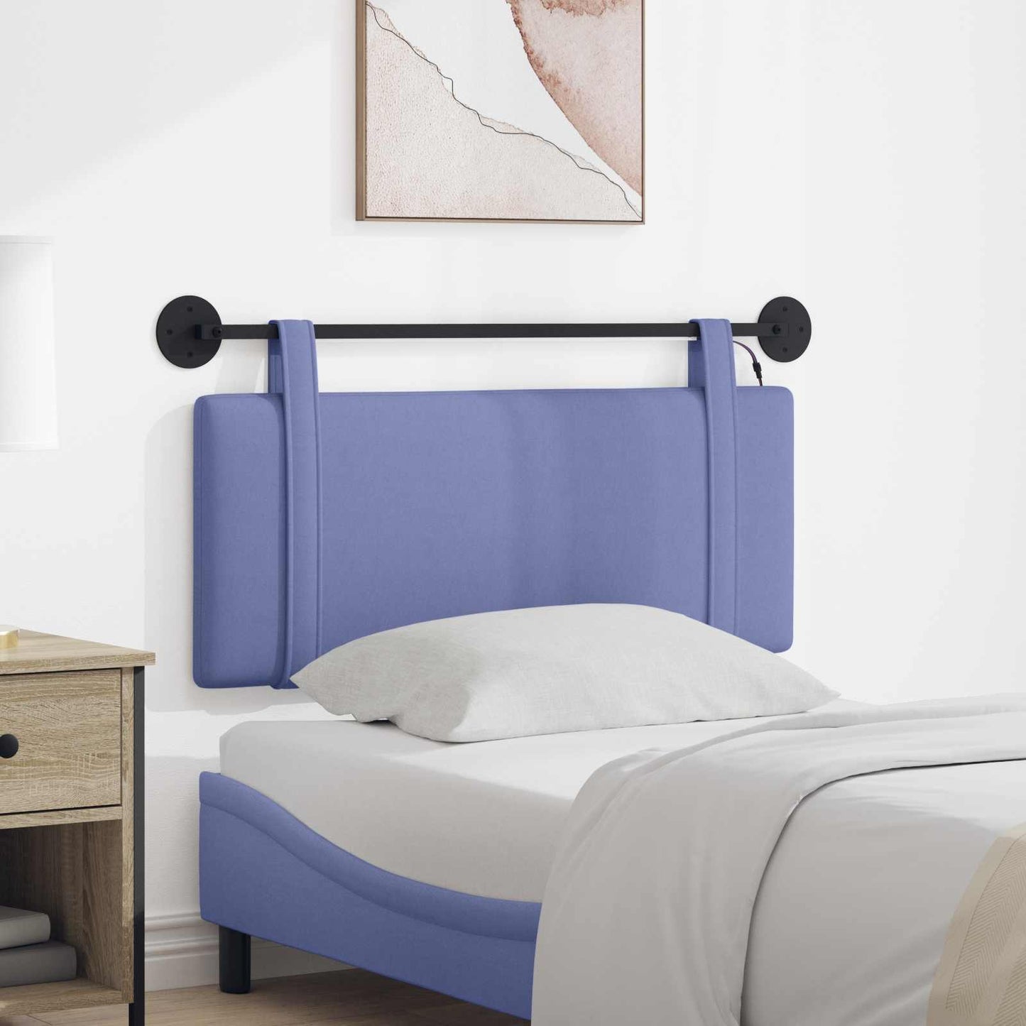 Hangend hoofdbord Met LED-verlichting Jeans Blauw Stof is nu te koop bij PeponiXL, paradijselijk wonen!