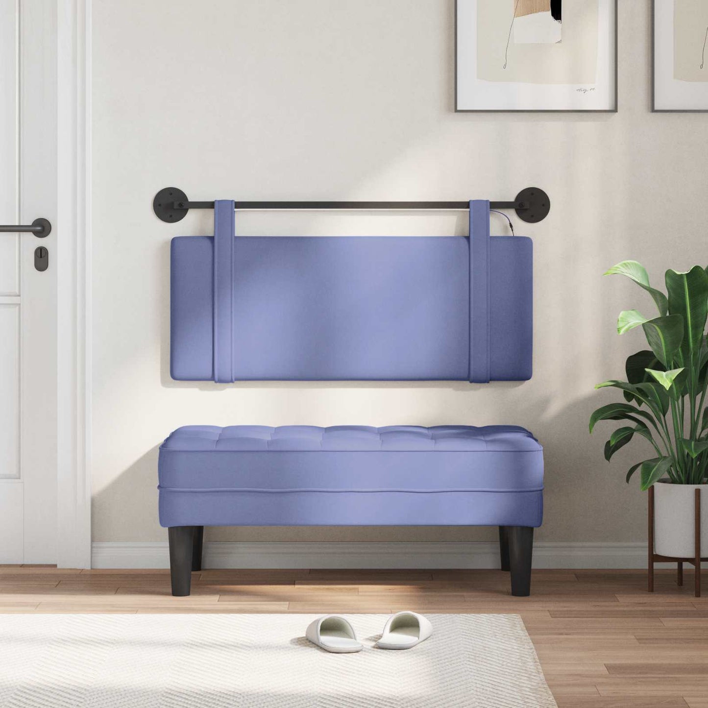 Hangend hoofdbord Met LED-verlichting Jeans Blauw Stof is nu te koop bij PeponiXL, paradijselijk wonen!