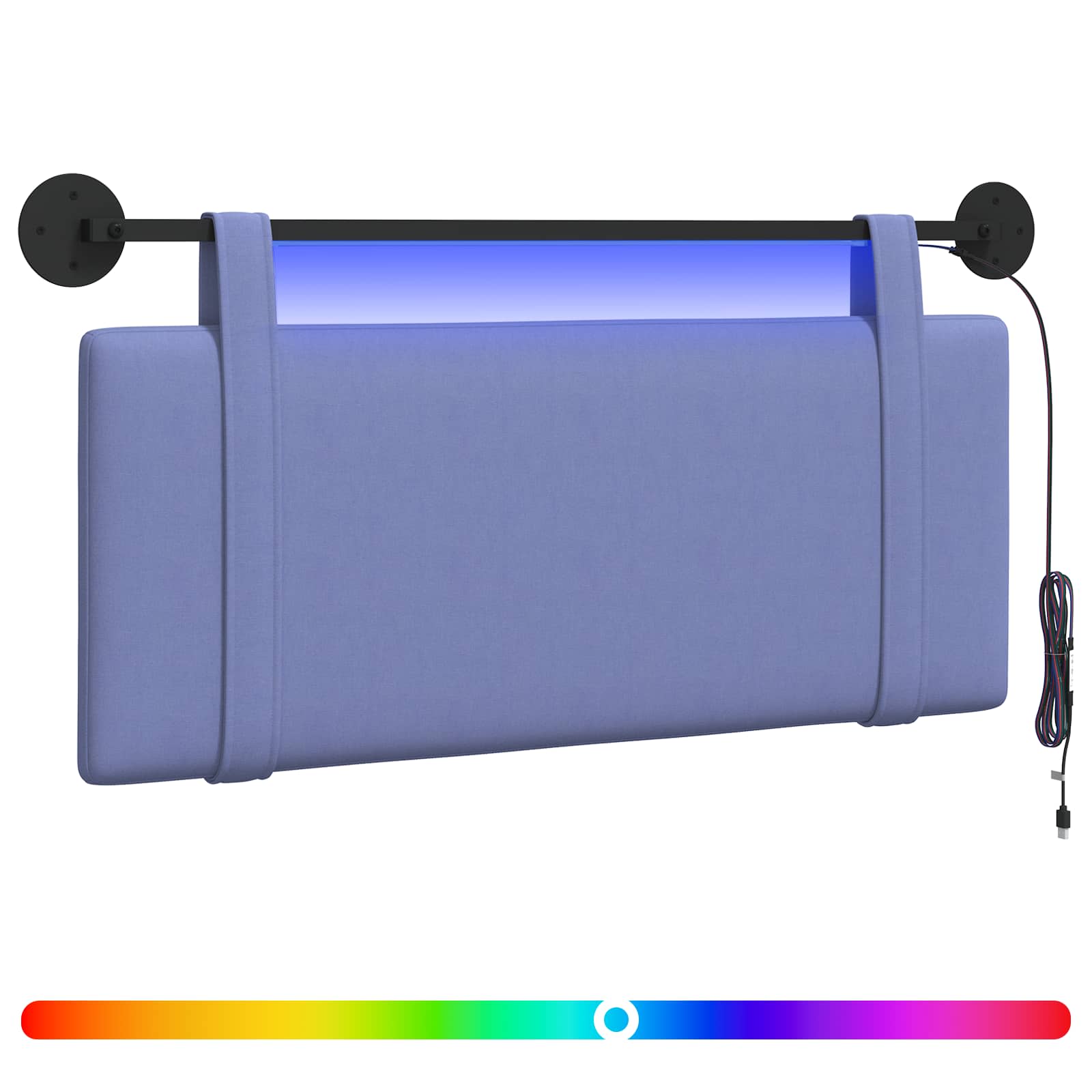 Hangend hoofdbord Met LED-verlichting Jeans Blauw Stof is nu te koop bij PeponiXL, paradijselijk wonen!
