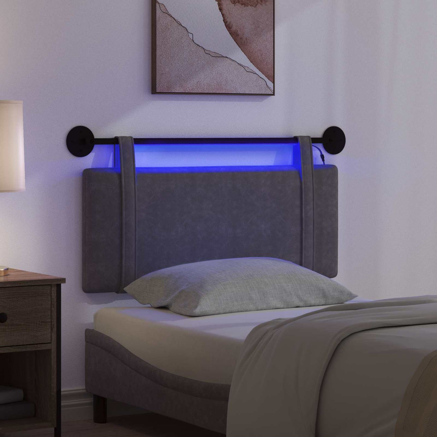 Hangend hoofdbord Met LED-verlichting Zwart Antiek PU is nu te koop bij PeponiXL, paradijselijk wonen!
