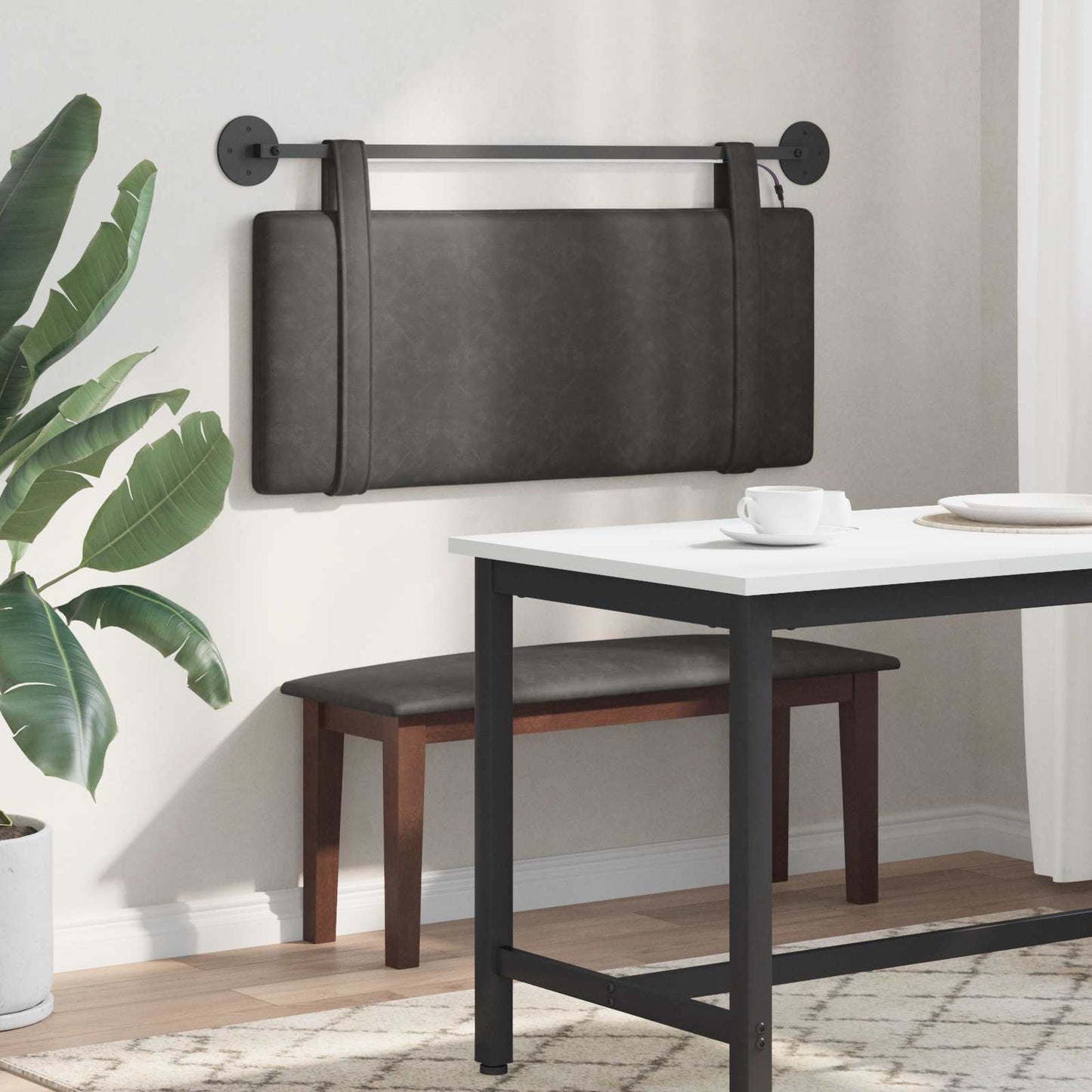 Hangend hoofdbord Met LED-verlichting Zwart Antiek PU is nu te koop bij PeponiXL, paradijselijk wonen!